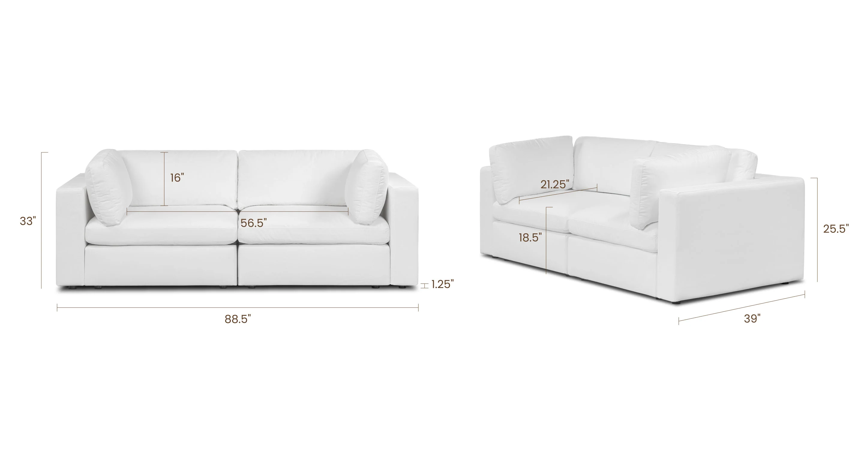 2-Seat Vari Modular Sofa | Cotton White - Image 18