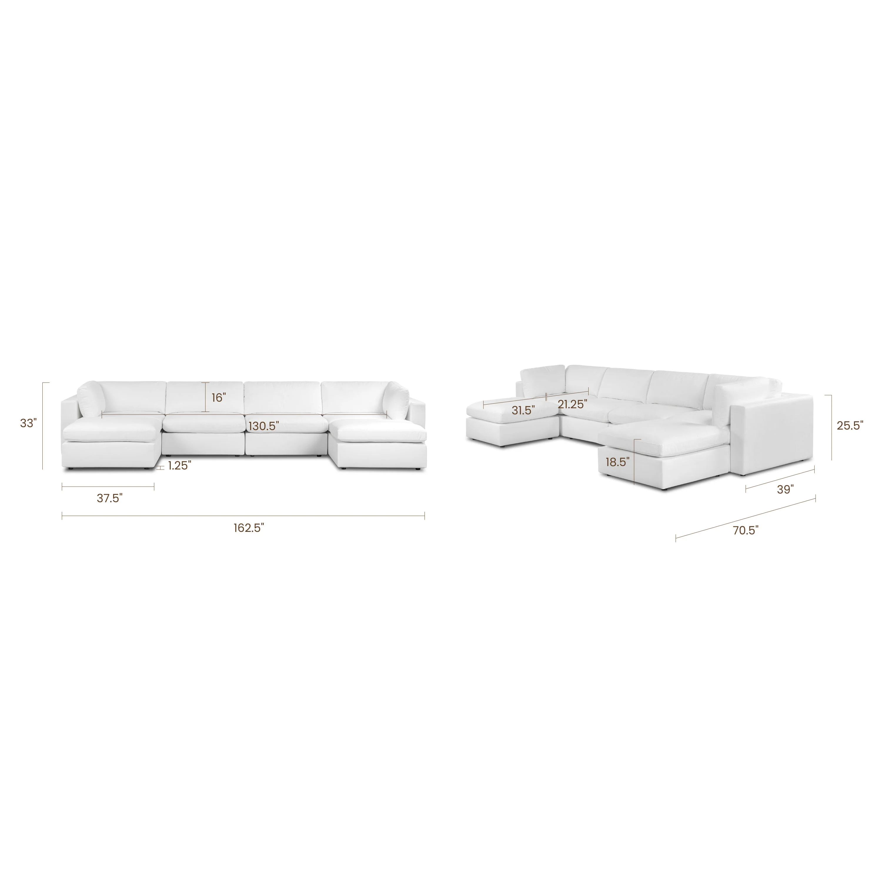 6-Seat Vari Modular Double Chaise Sectional | Cotton White - Image 19