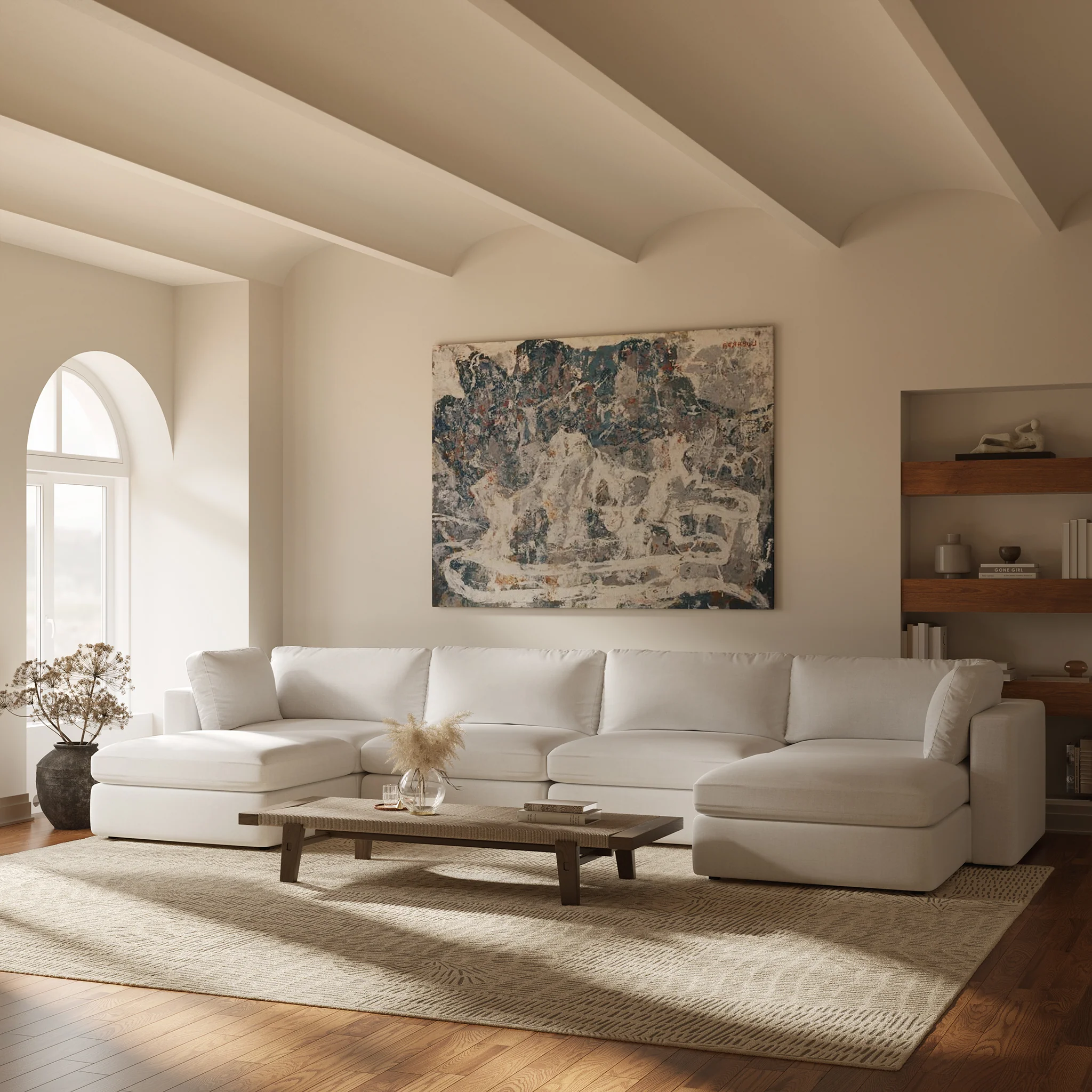6-Seat Vari Modular Double Chaise Sectional | Cotton White - Image 3
