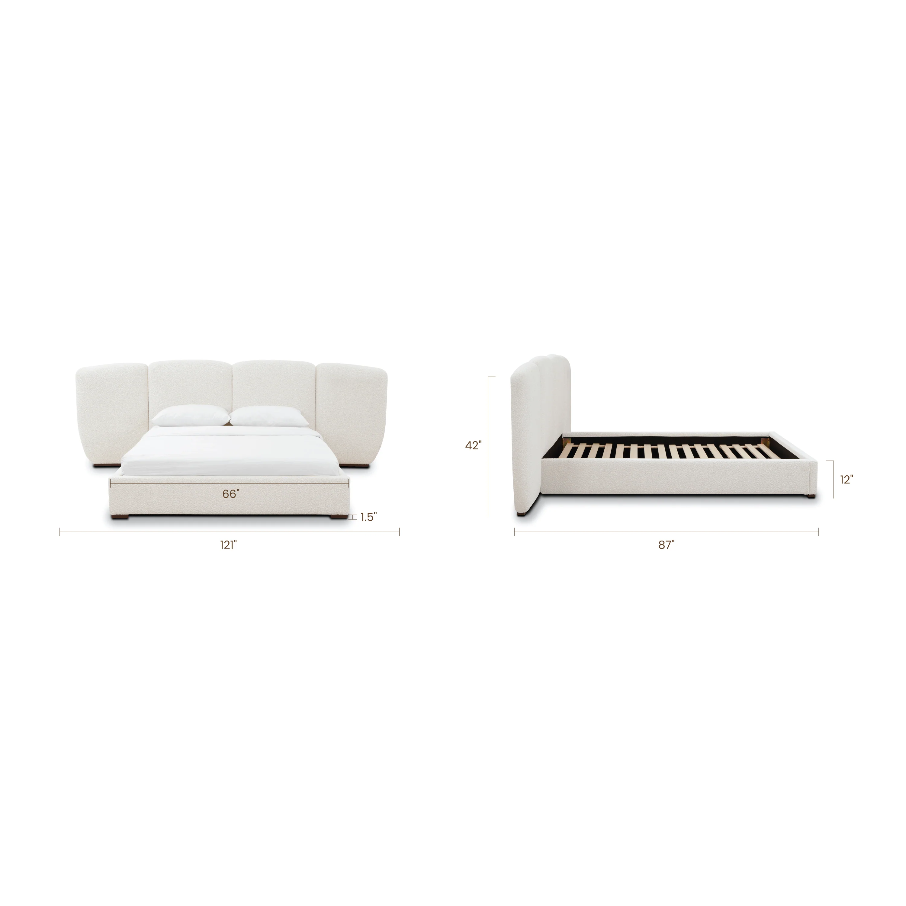 Acadia Bed | Froth White Boucle | Queen - Image 12