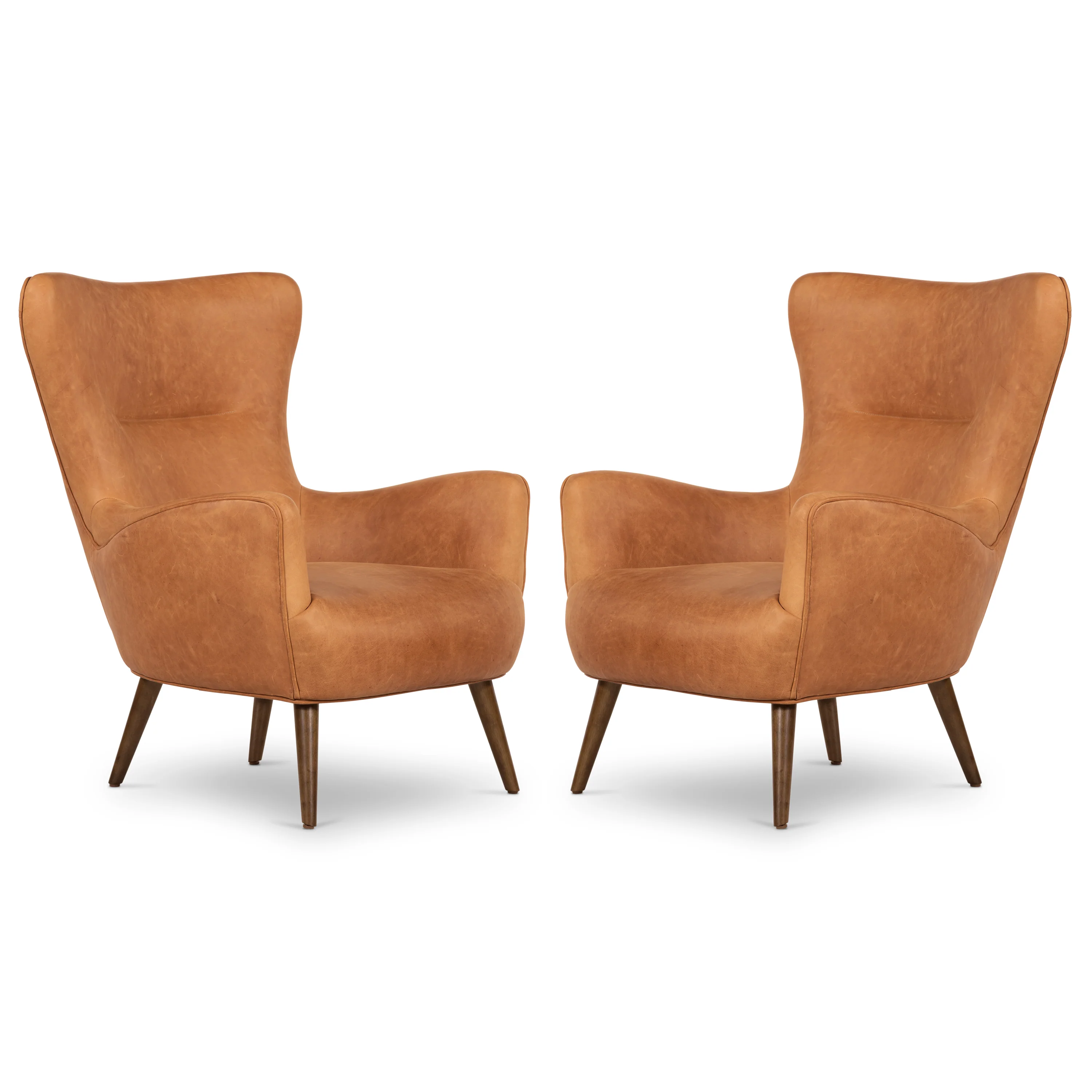 Aida Leather Lounge Chair | Cognac Tan | Set of 2 - Image 3