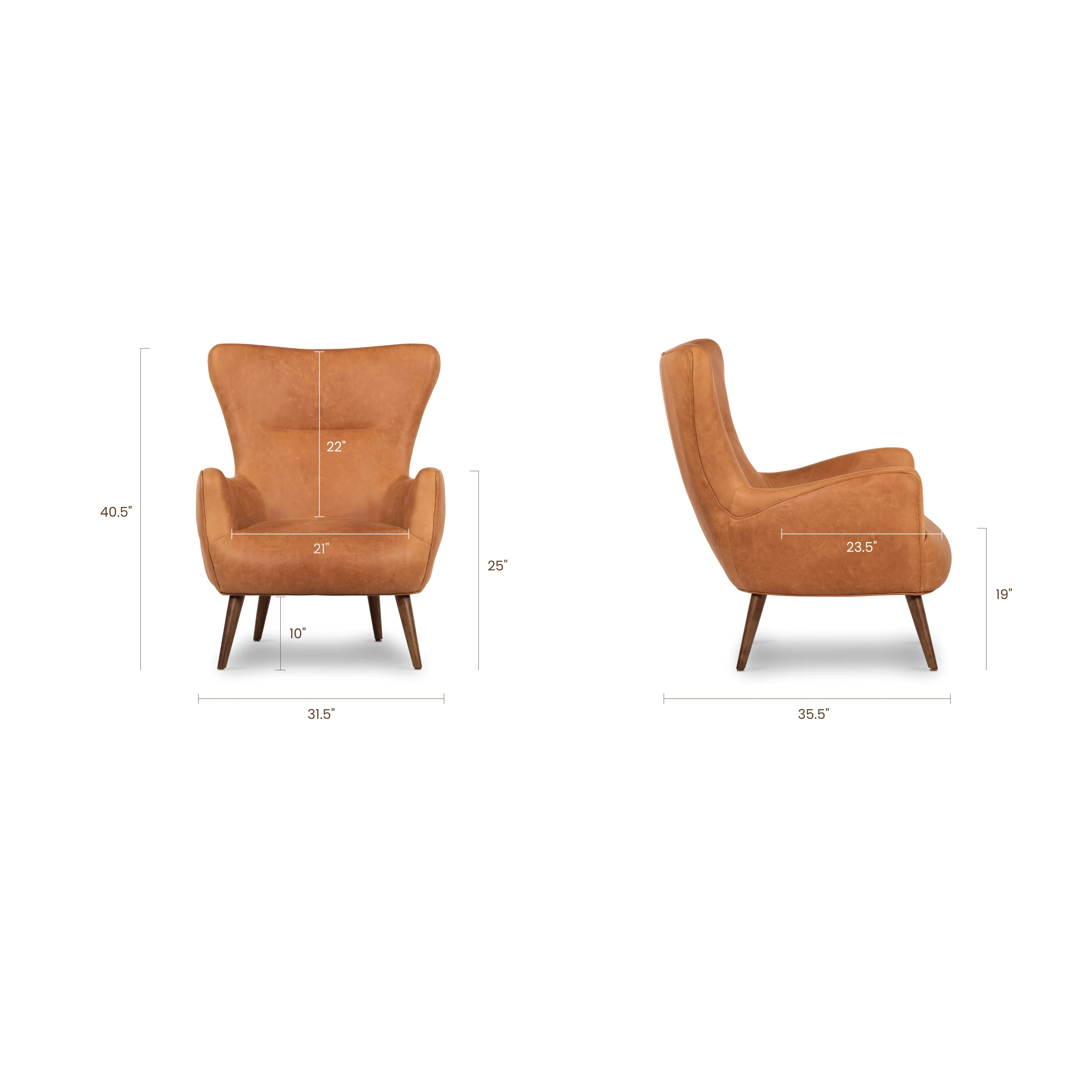 Aida Leather Lounge Chair | Cognac Tan | Single - Image 13