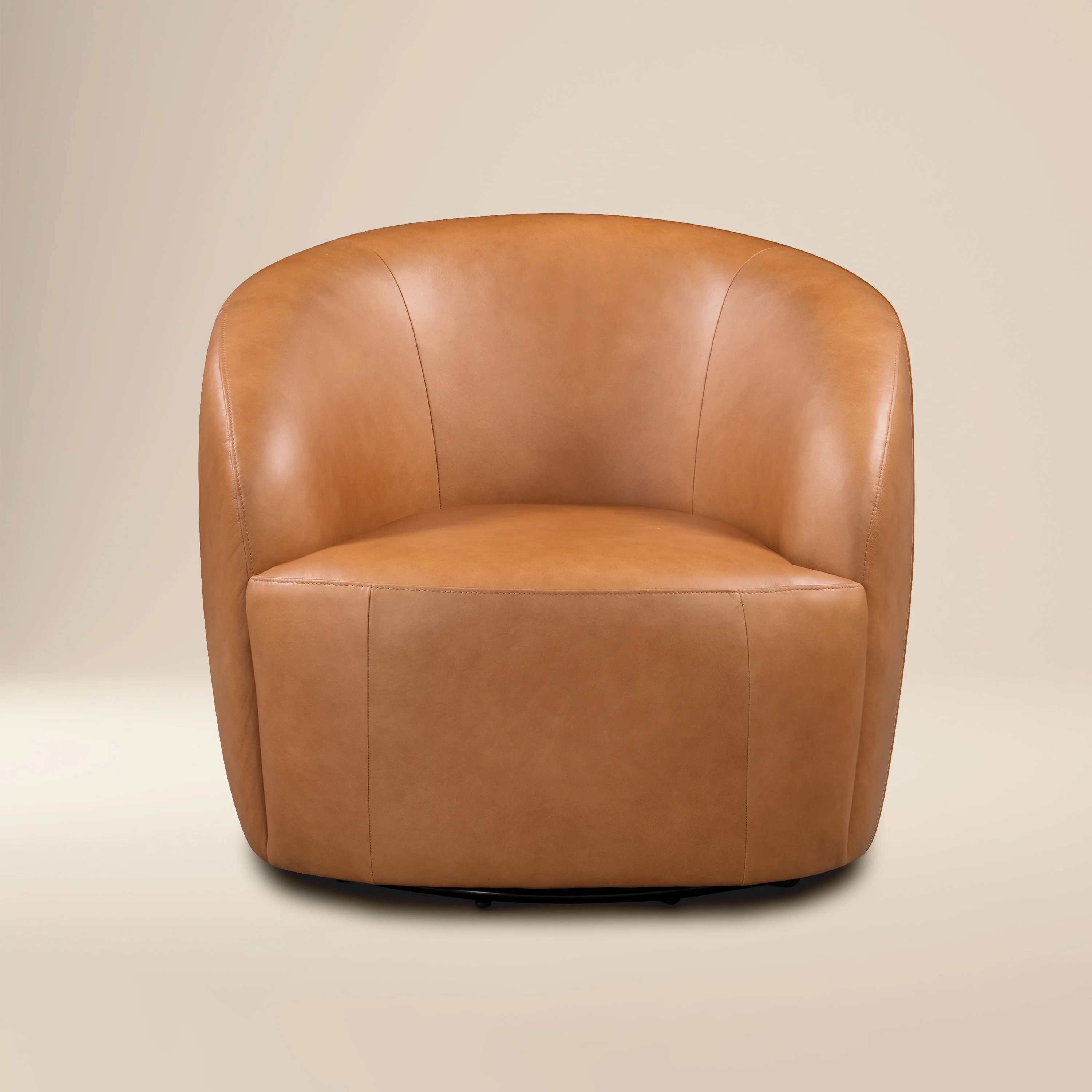 Alma Leather Swivel Chair | Bourbon Tan
