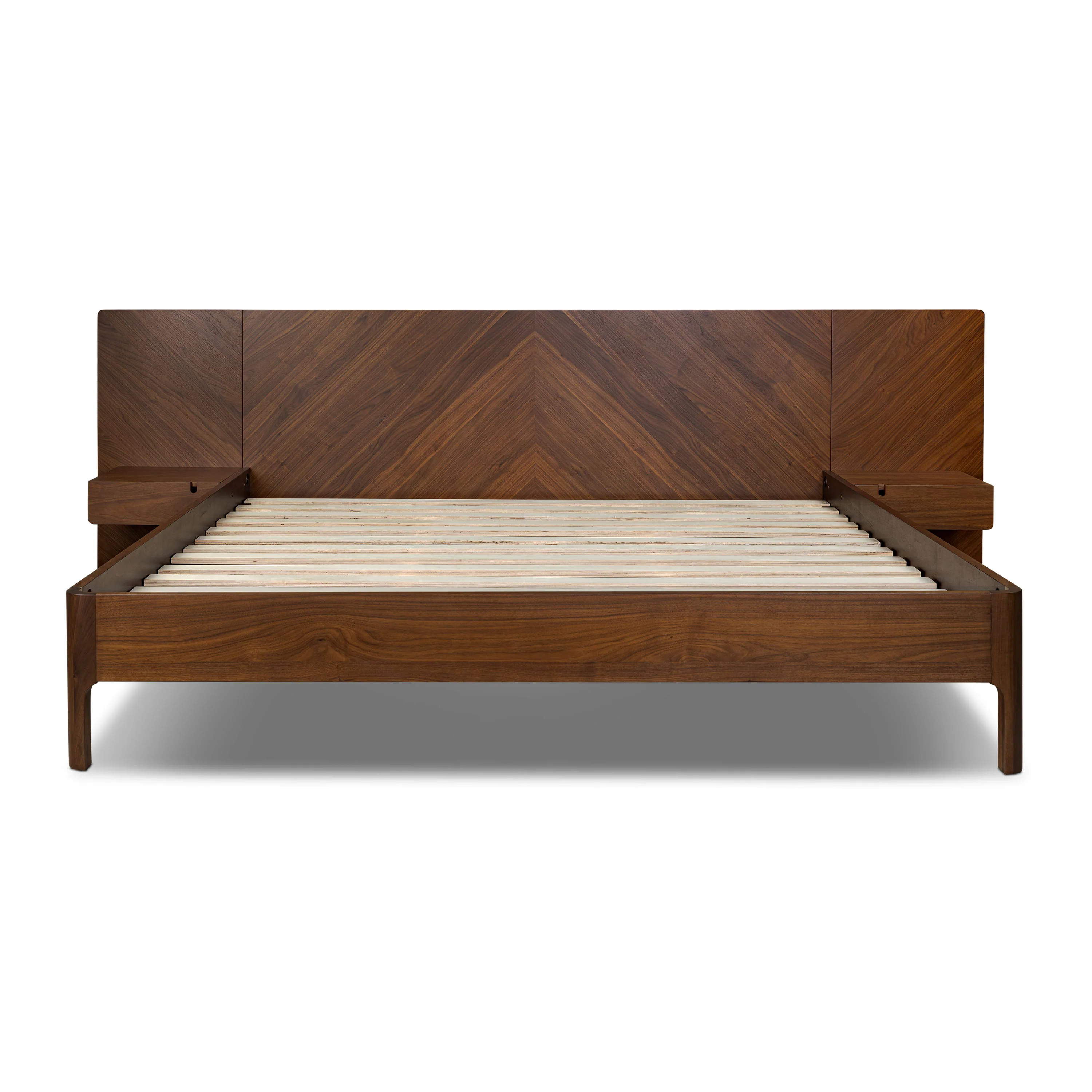 Amalfi Low Profile Bed with Nightstands | Walnut | King - Image 4