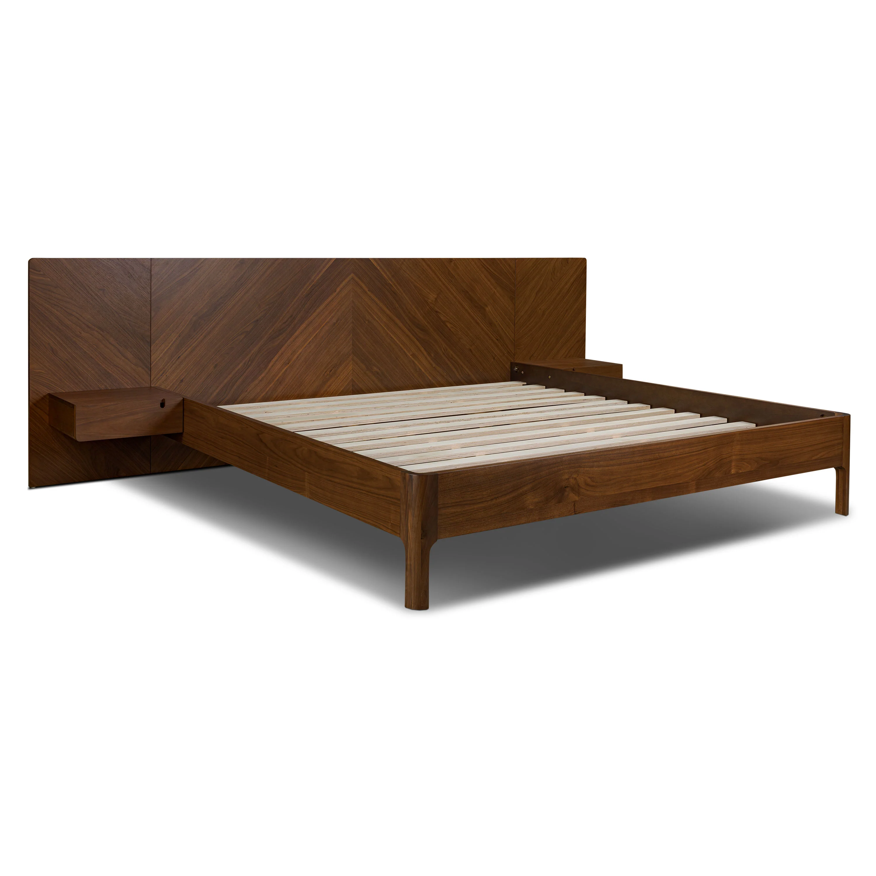 Amalfi Low Profile Bed with Nightstands | Walnut | King - Image 6