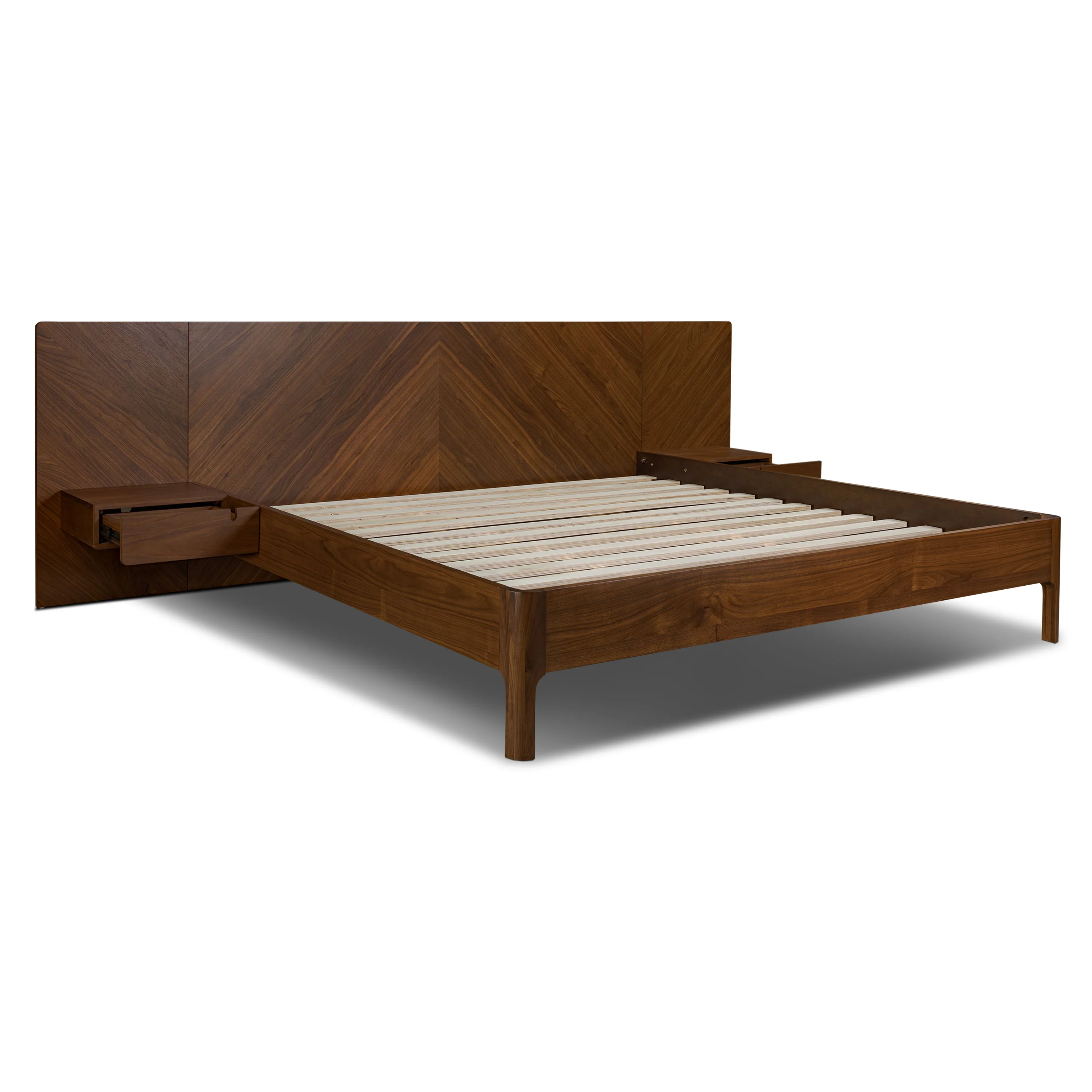 Amalfi Low Profile Bed with Nightstands | Walnut | King - Image 7