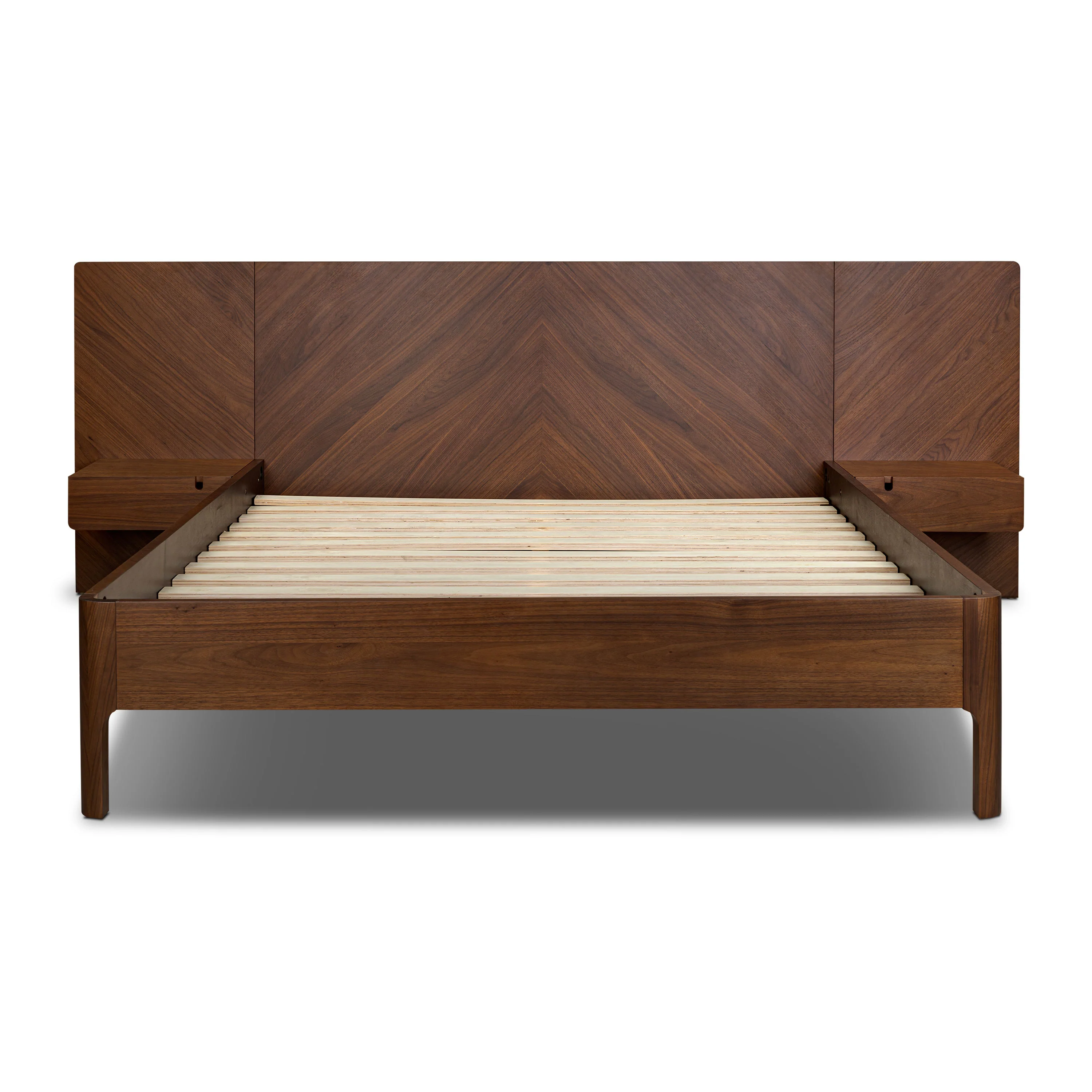 Amalfi Low Profile Bed with Nightstands | Walnut | Queen - Image 4