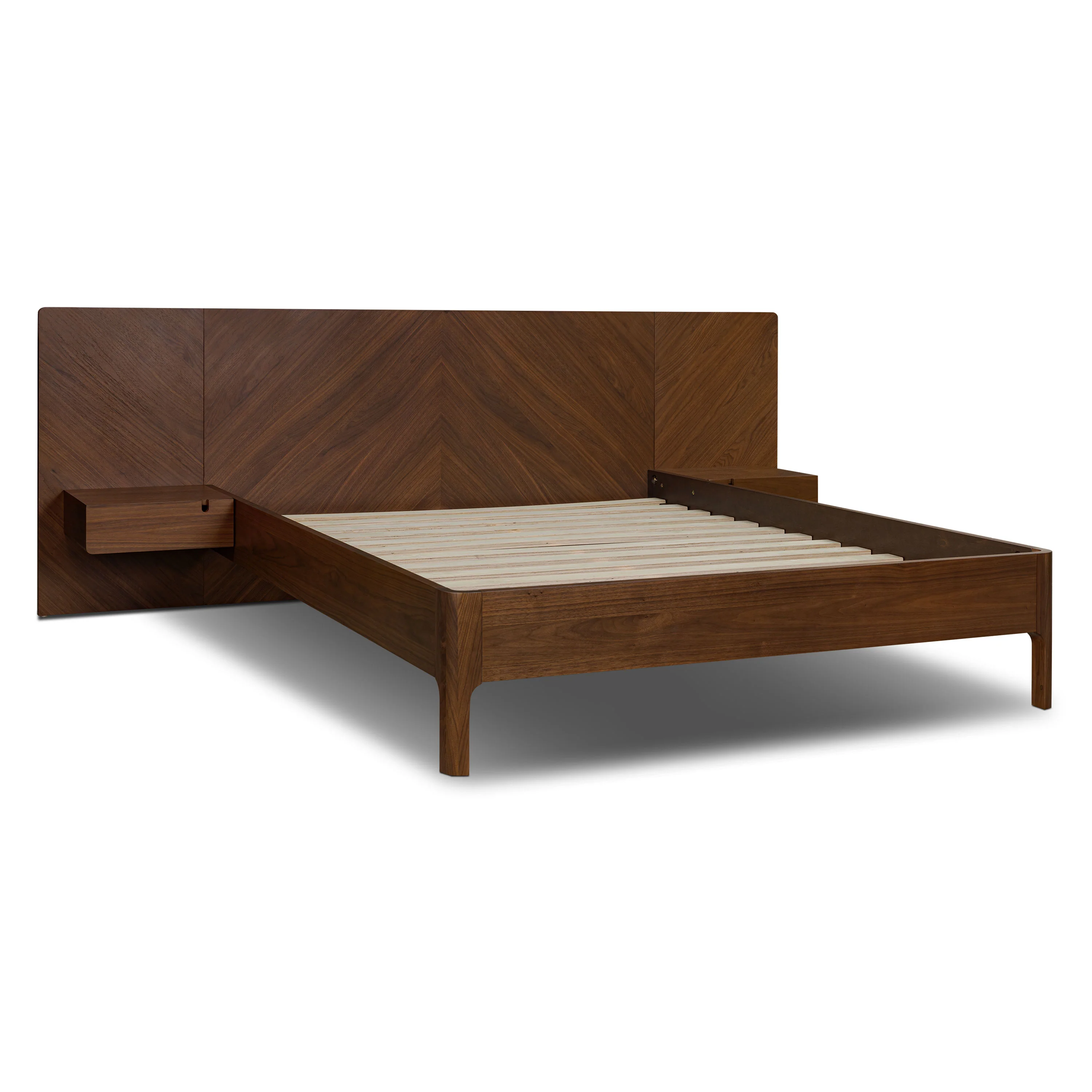 Amalfi Low Profile Bed with Nightstands | Walnut | Queen - Image 6