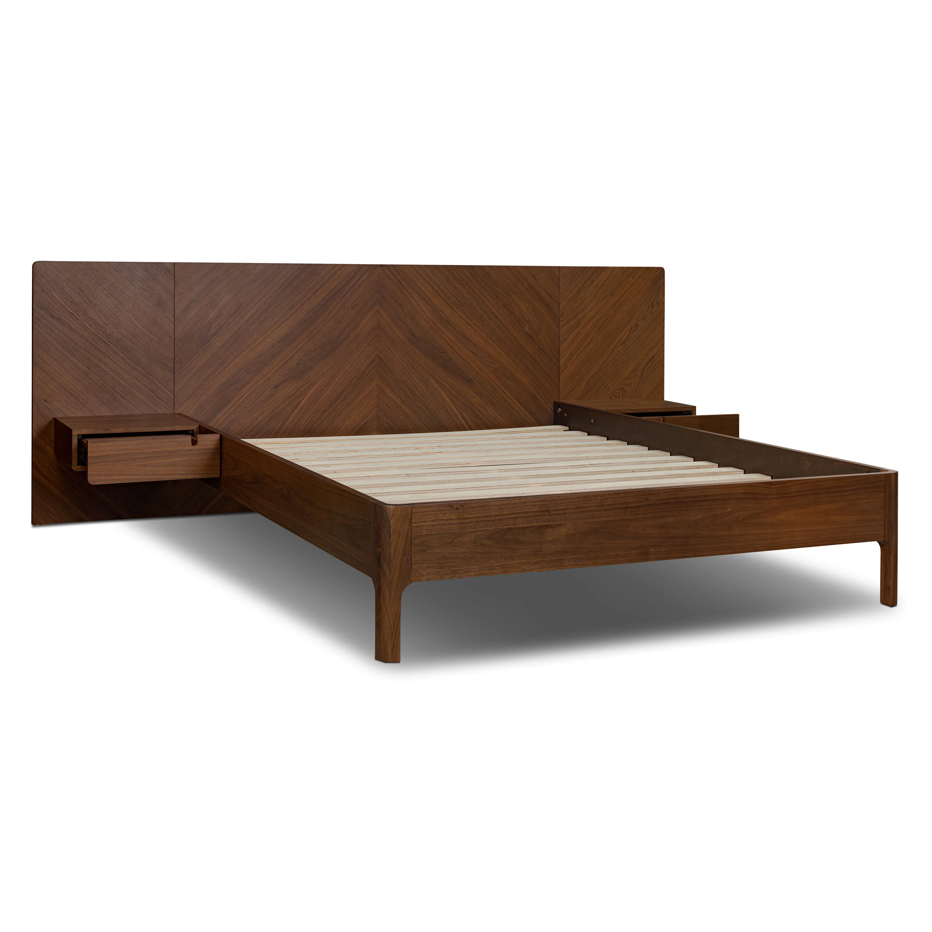 Amalfi Low Profile Bed with Nightstands | Walnut | Queen - Image 7