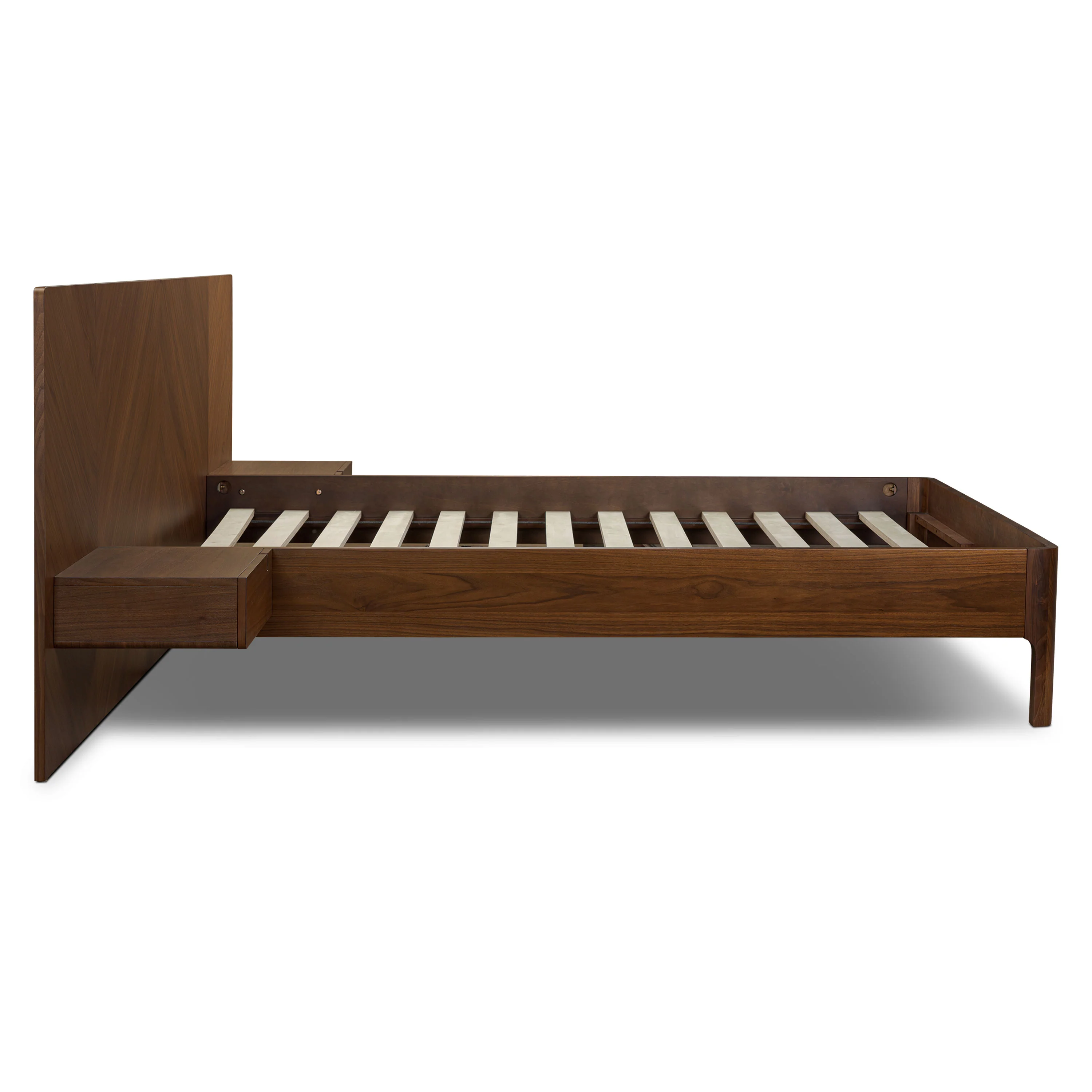 Amalfi Low Profile Bed with Nightstands | Walnut | Queen - Image 8