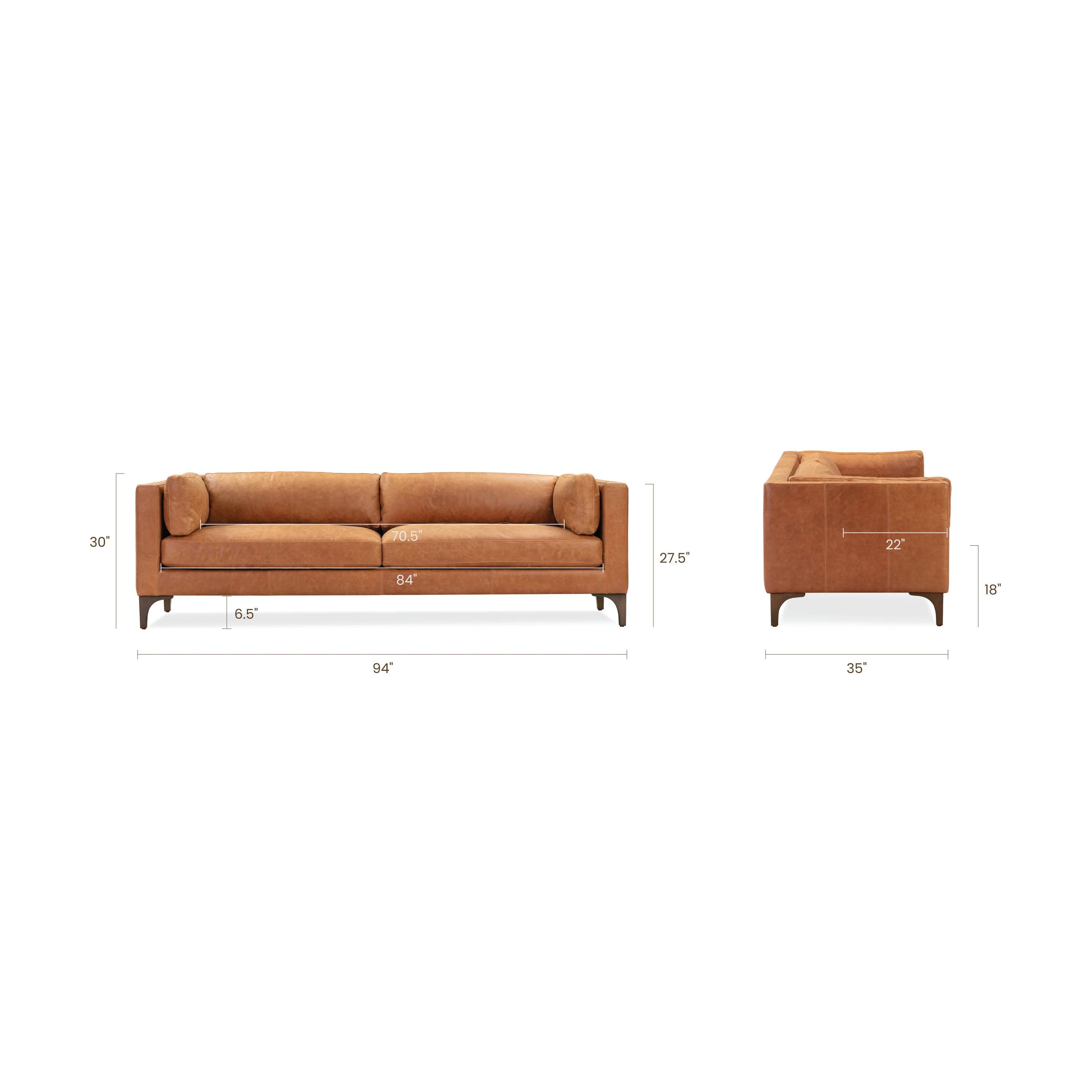 Argan 93" Leather Sofa | Cognac Tan - Image 14