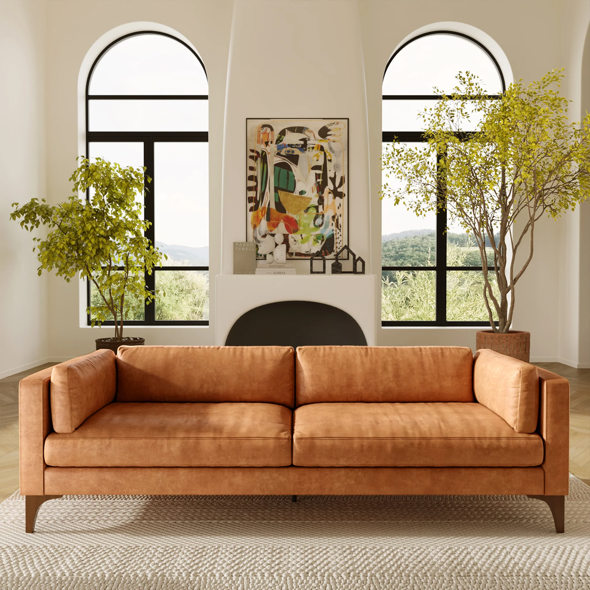 Argan 93" Leather Sofa | Cognac Tan - Image 2
