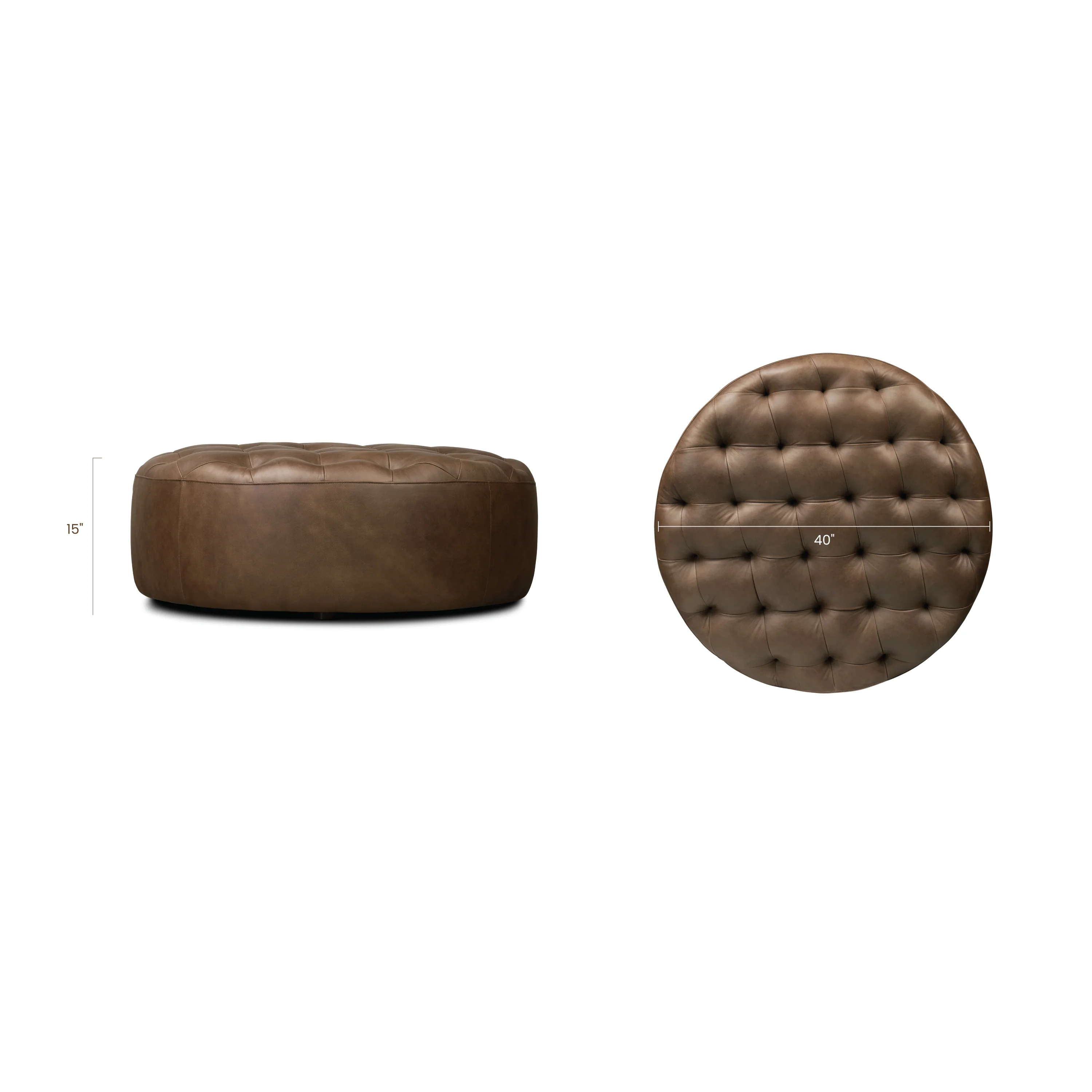 Ascot Leather Ottoman | Cocoa Brown - Image 13