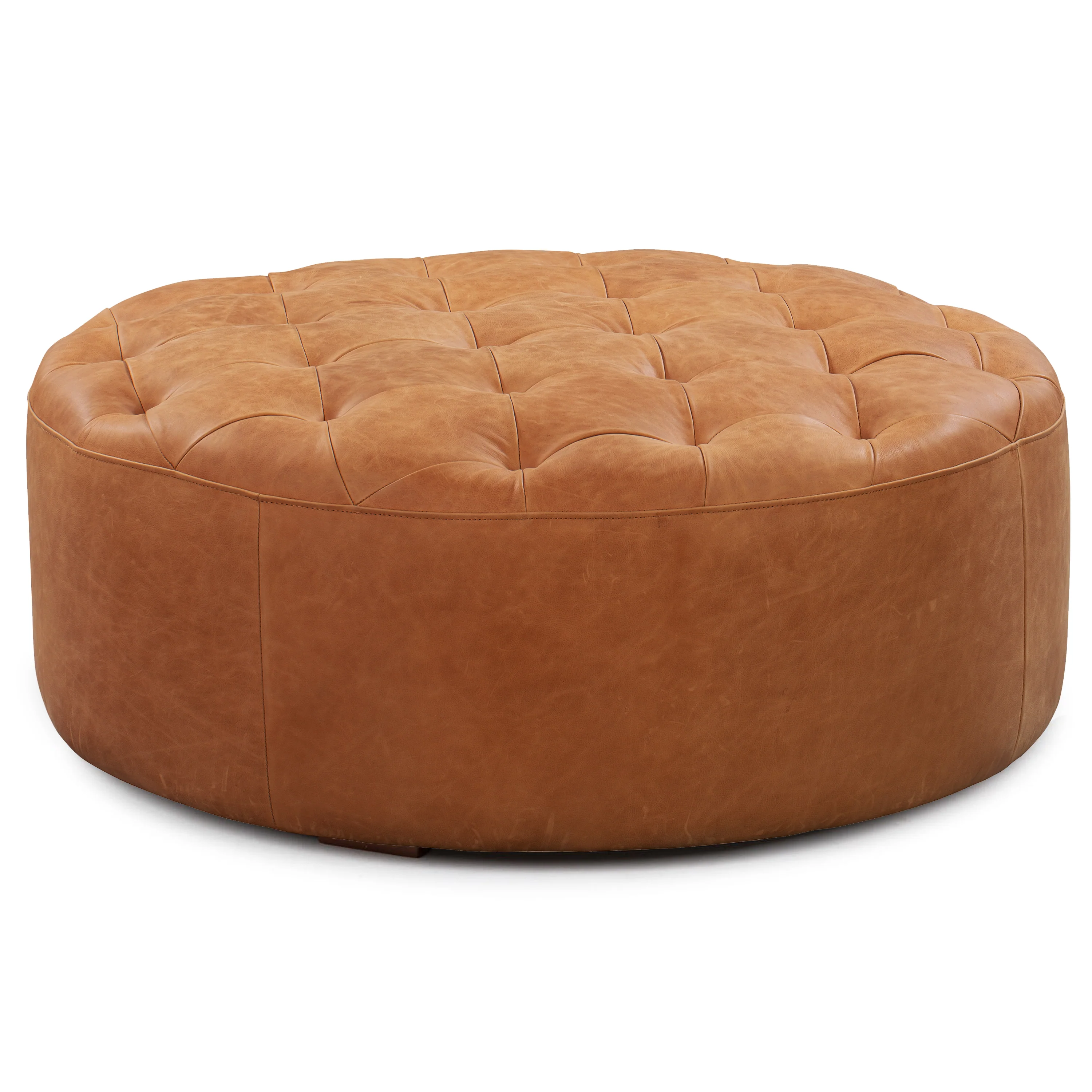 Ascot Leather Ottoman | Cognac Tan - Image 4