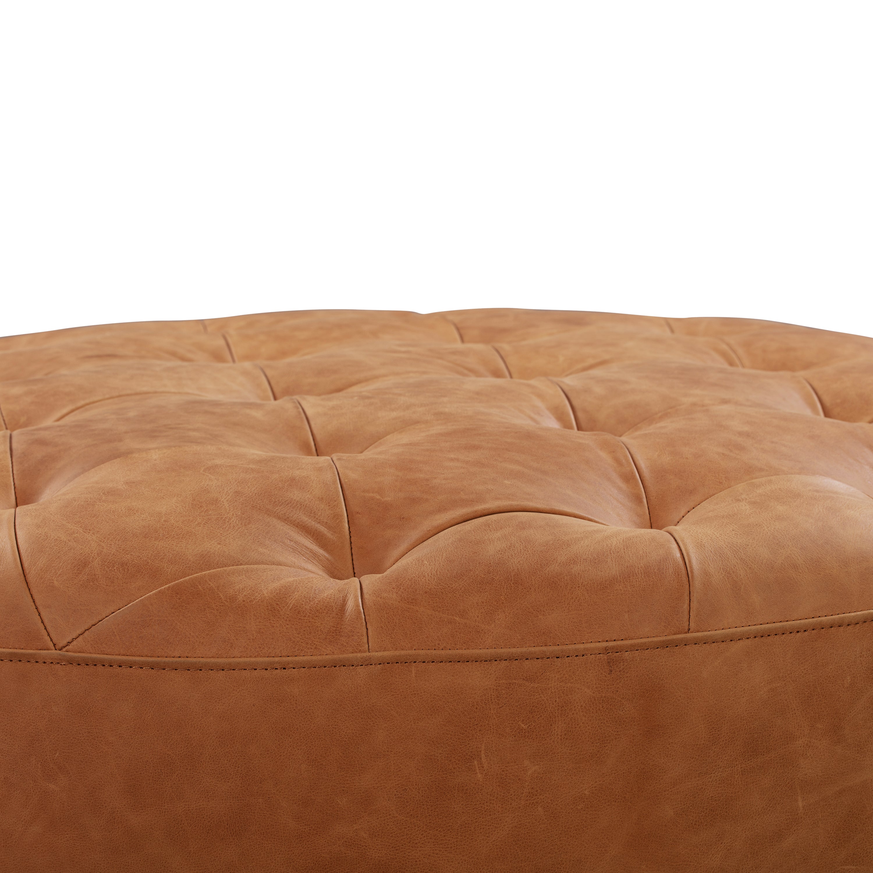Ascot Leather Ottoman | Cognac Tan - Image 5