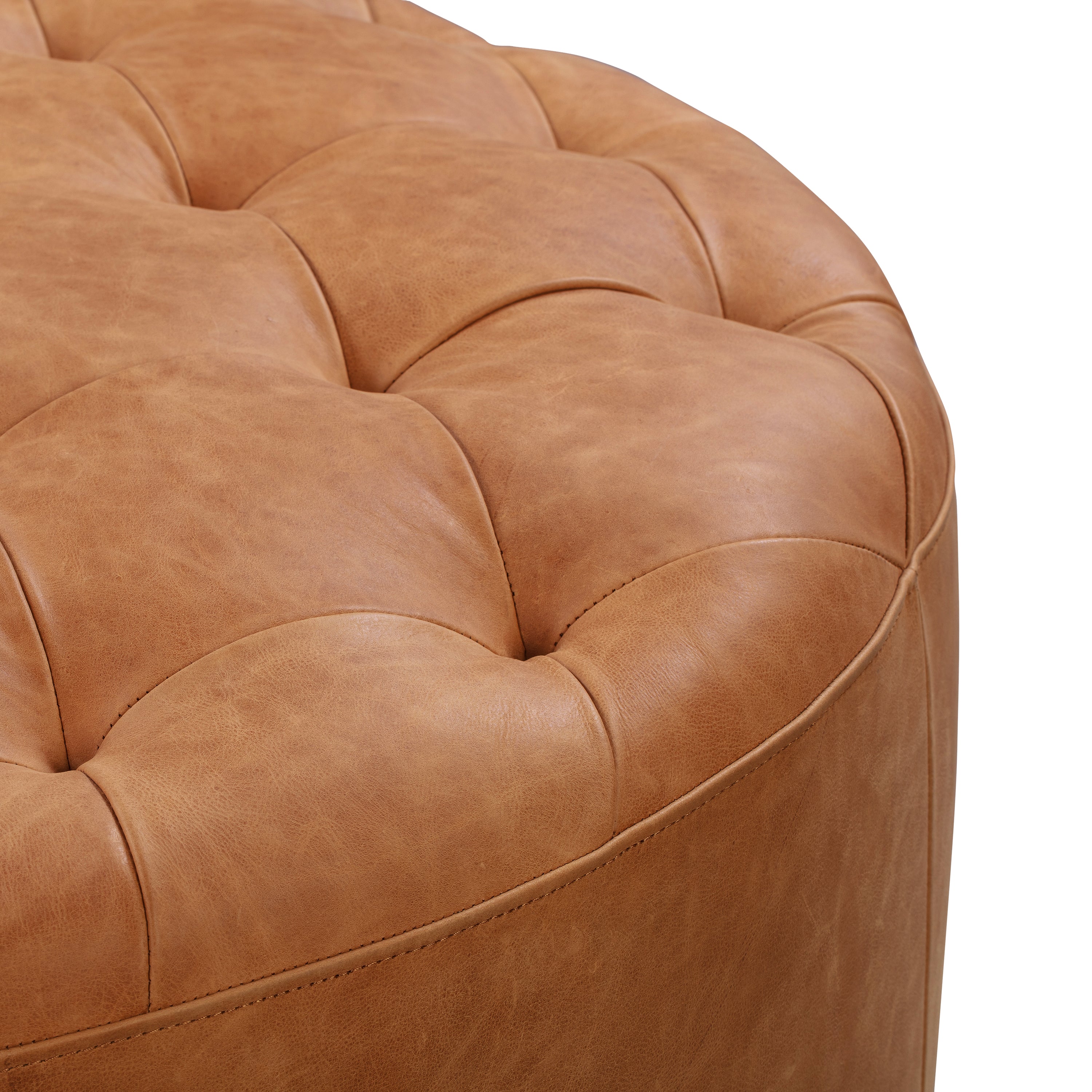 Ascot Leather Ottoman | Cognac Tan - Image 6
