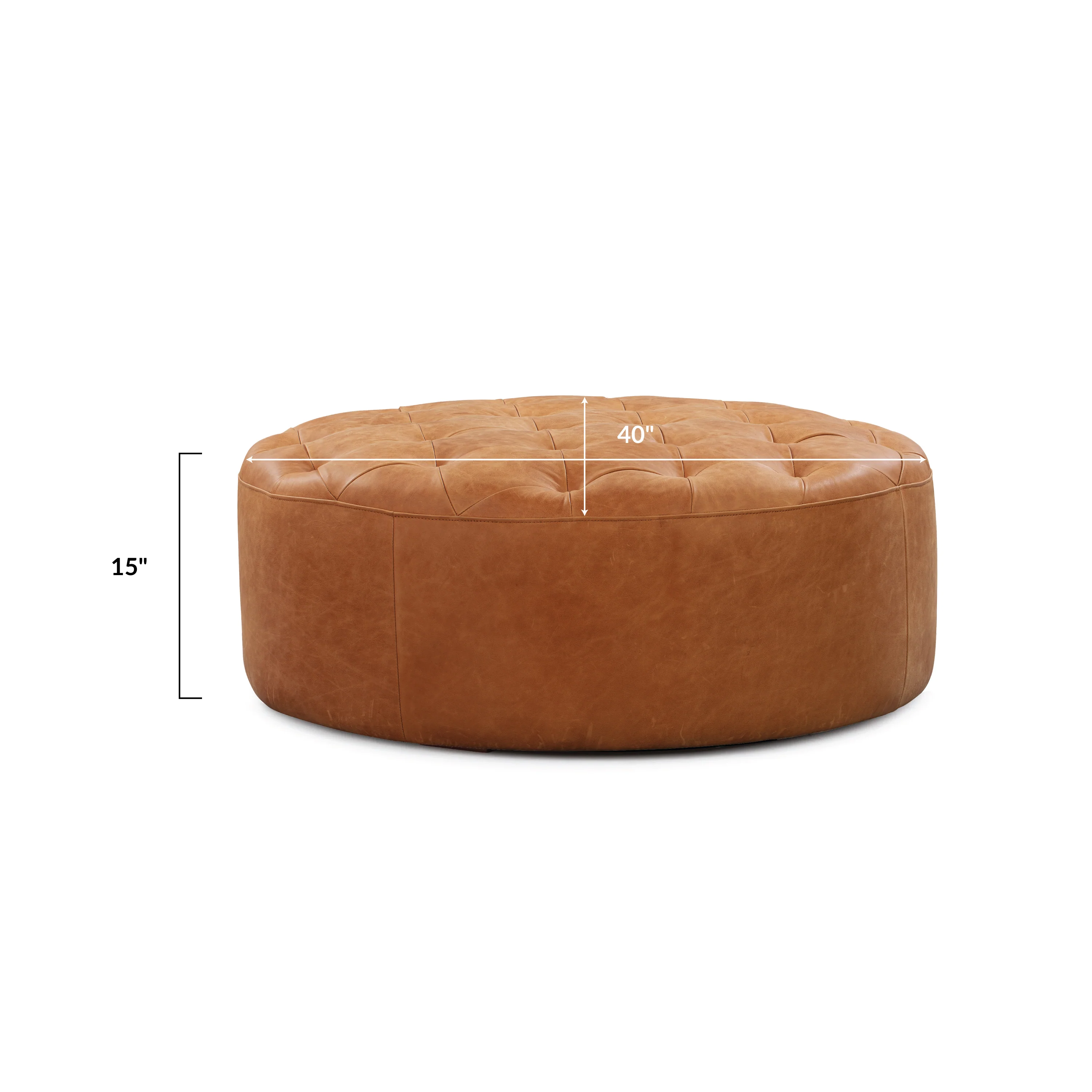 Ascot Leather Ottoman | Cognac Tan - Image 7
