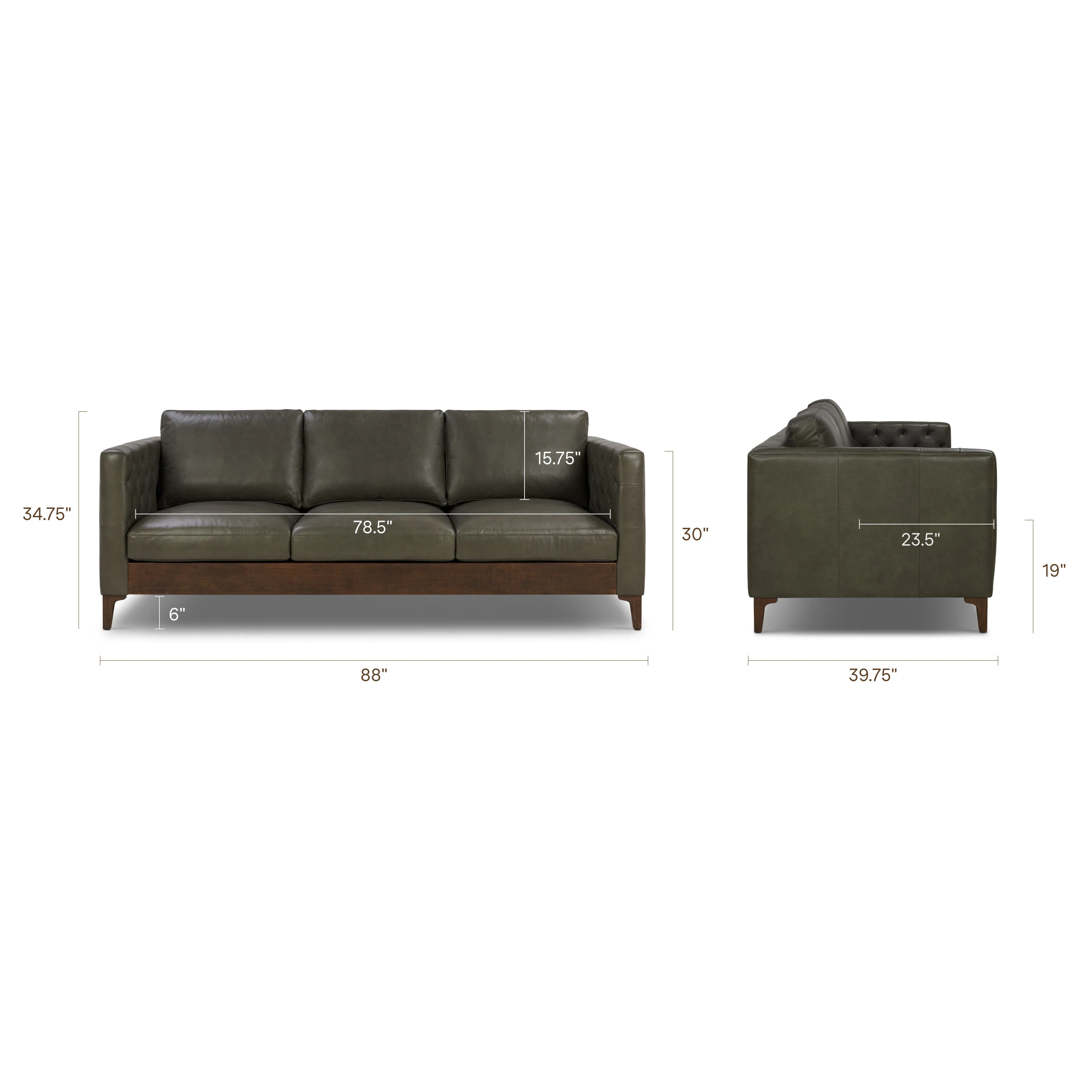 Atlas 88" Leather Sofa | Olivine Green - Image 19