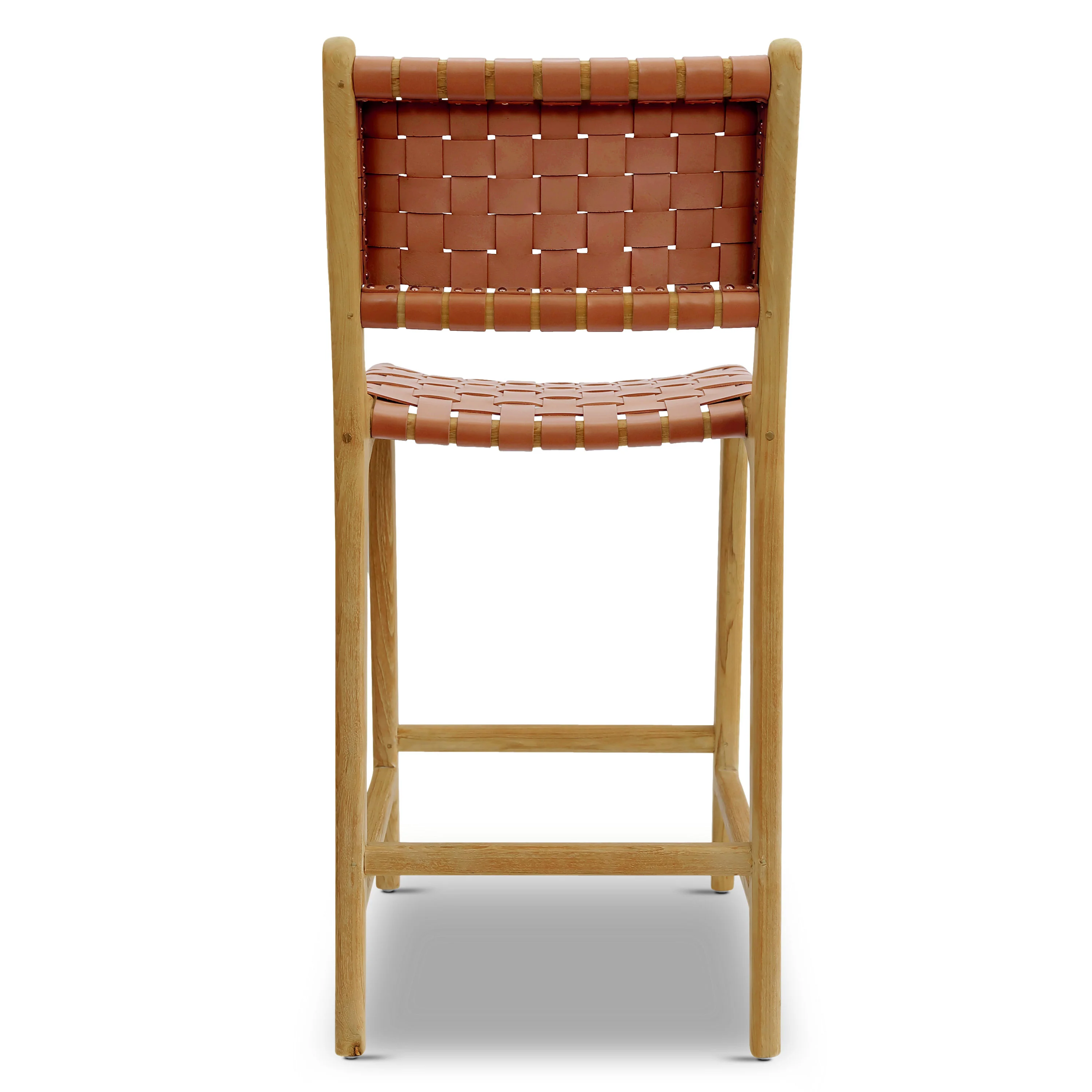 Banda Teak & Leather Counter Height Stool | Fauve Tan - Image 7
