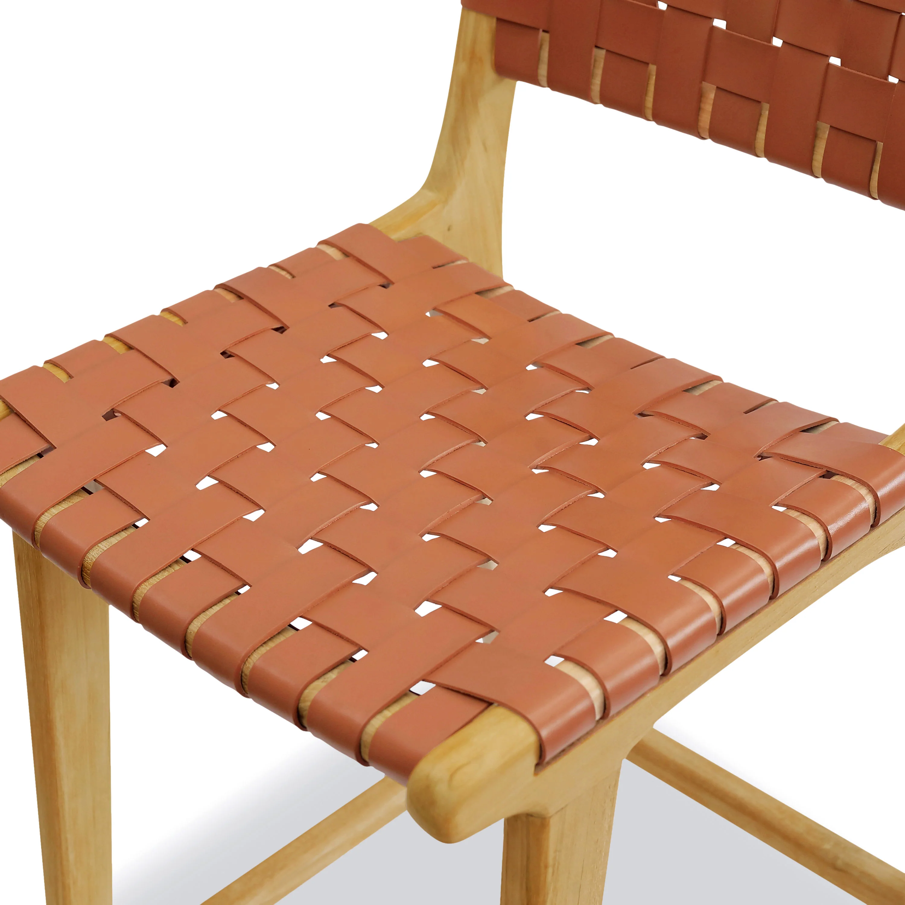 Banda Teak & Leather Counter Height Stool | Fauve Tan - Image 8