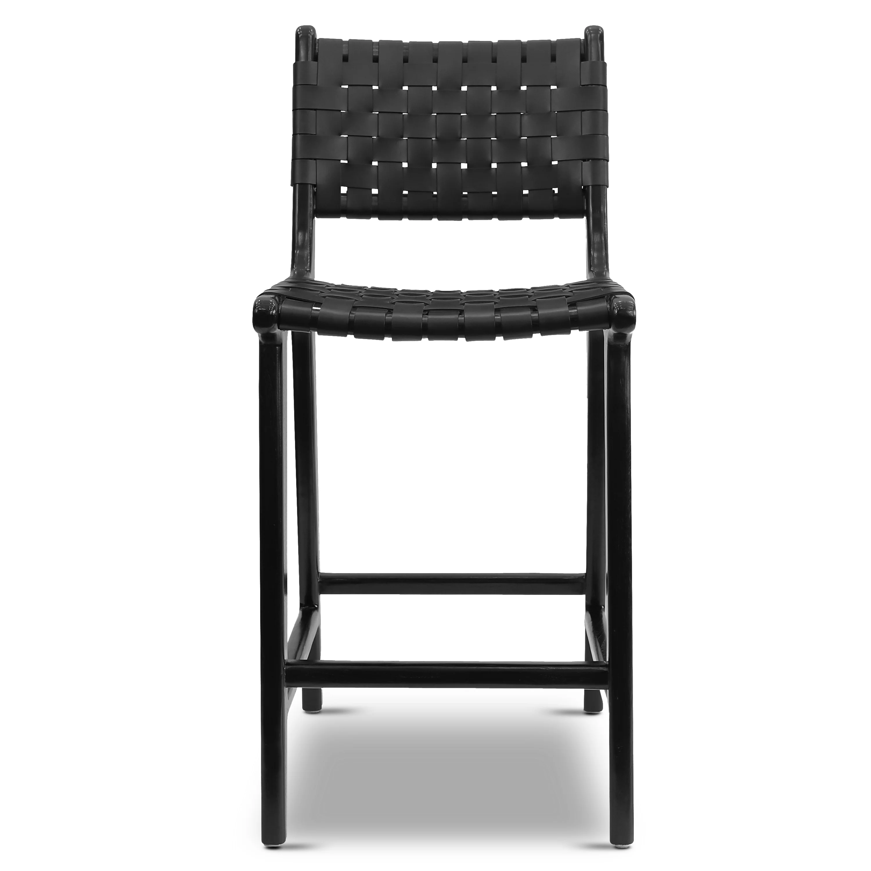 Banda Teak & Leather Counter Height Stool | Havana Black - Image 5