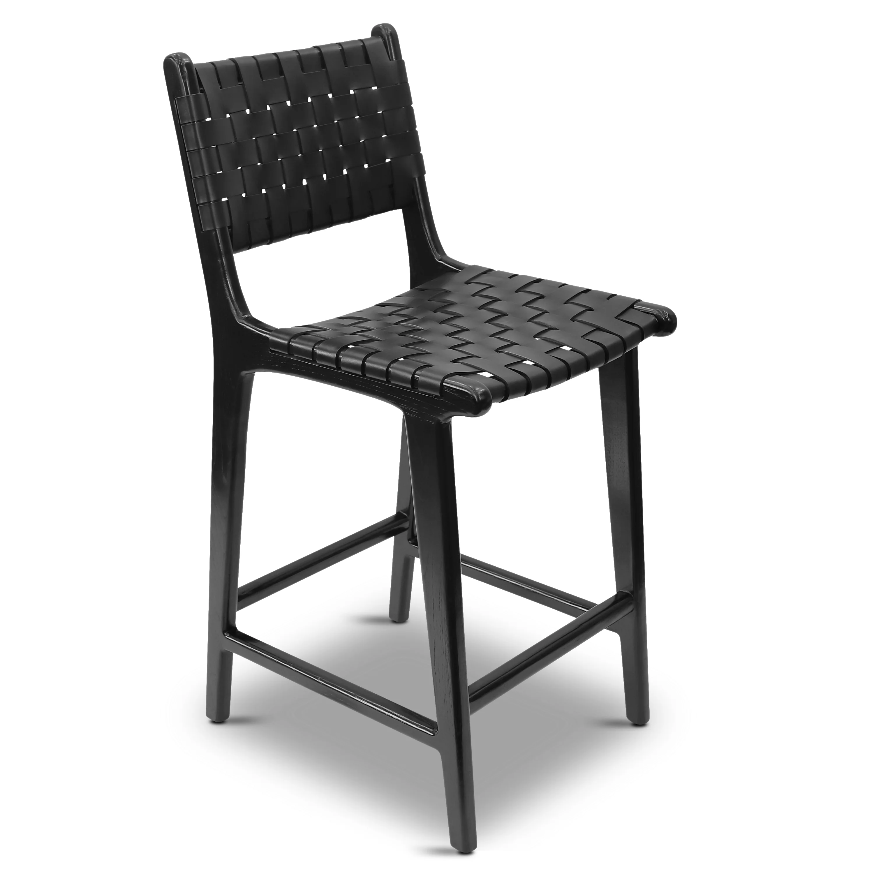 Banda Teak & Leather Counter Height Stool | Havana Black - Image 6