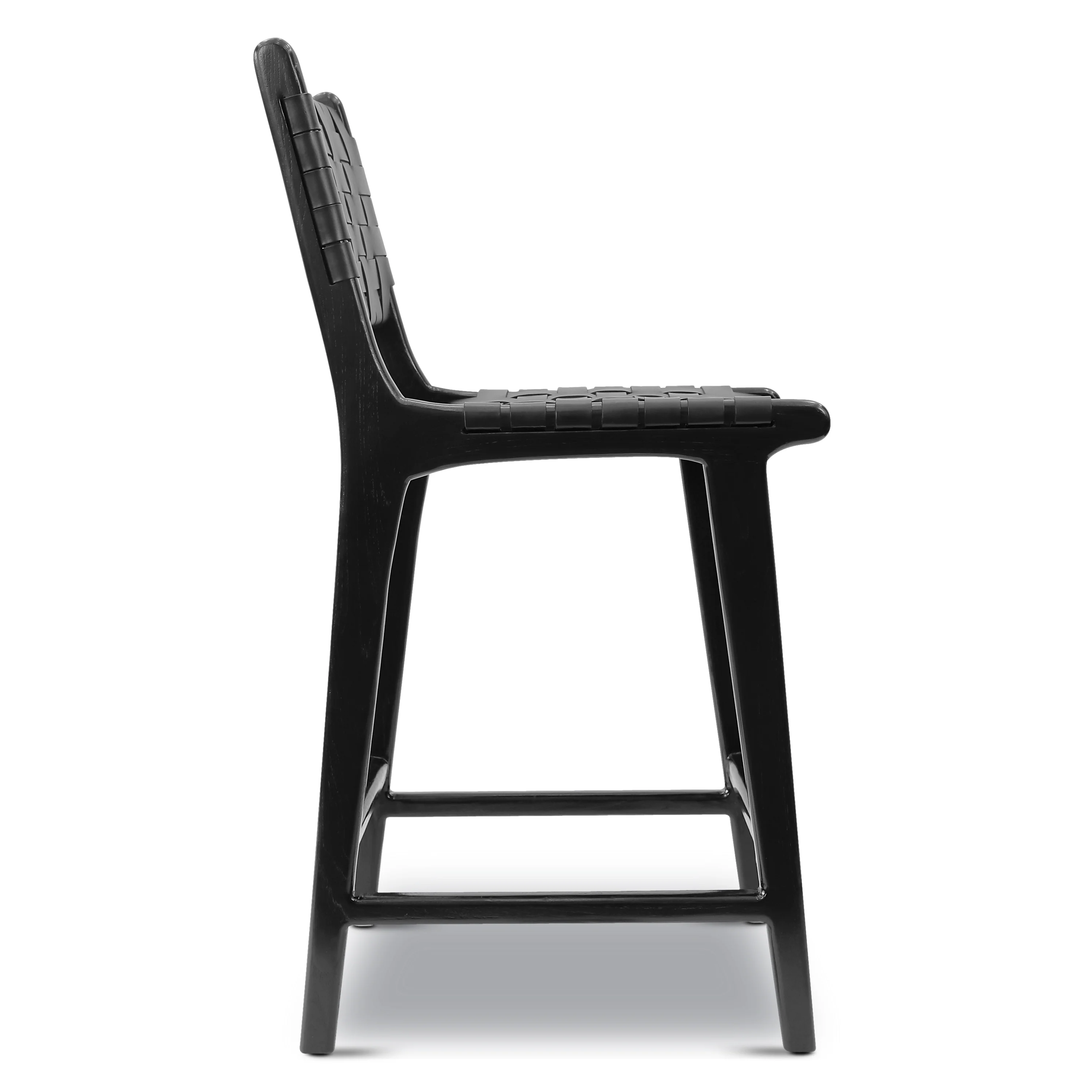 Banda Teak & Leather Counter Height Stool | Havana Black - Image 7