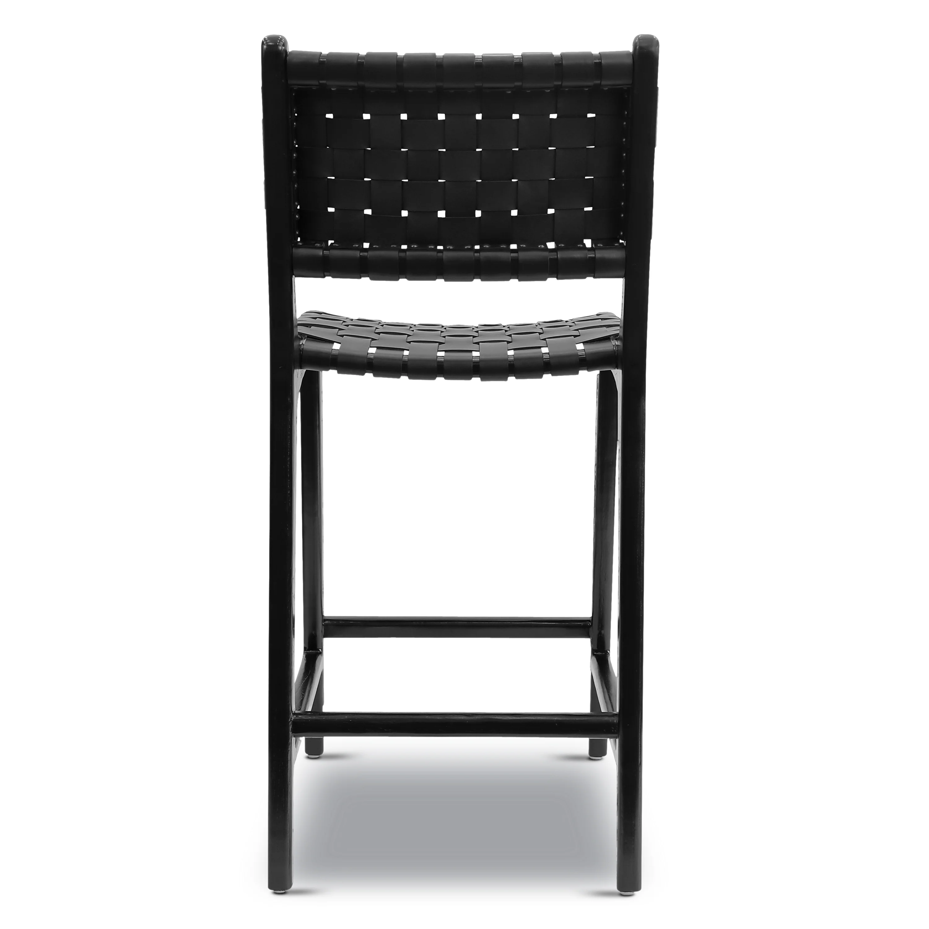 Banda Teak & Leather Counter Height Stool | Havana Black - Image 9