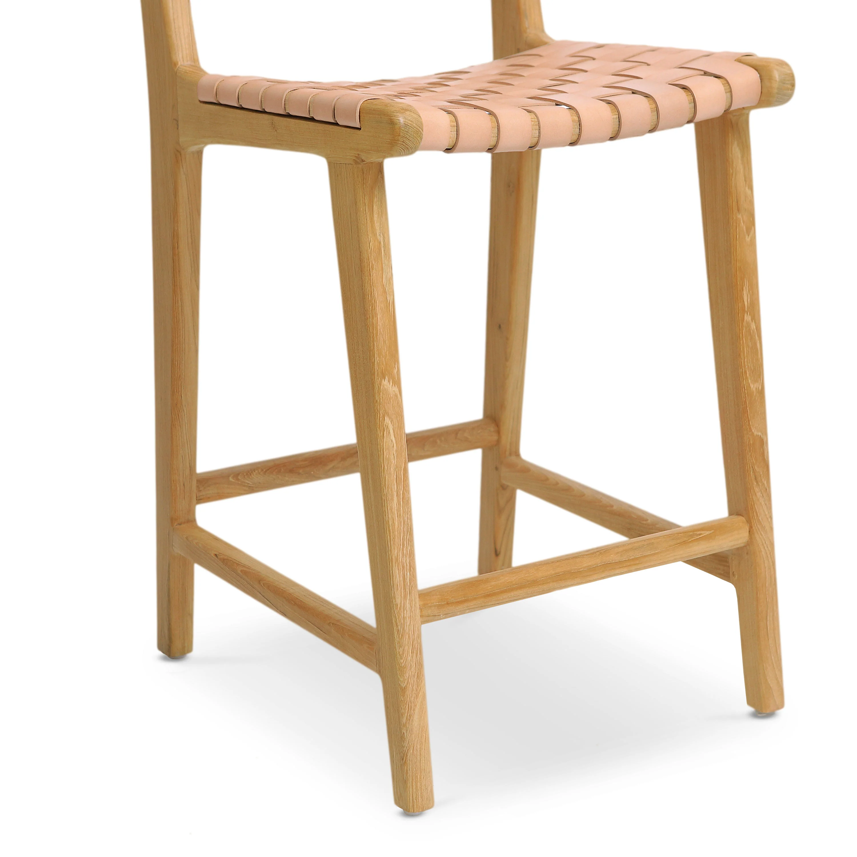 Banda Teak & Leather Counter Height Stool | Russet Natural - Image 13