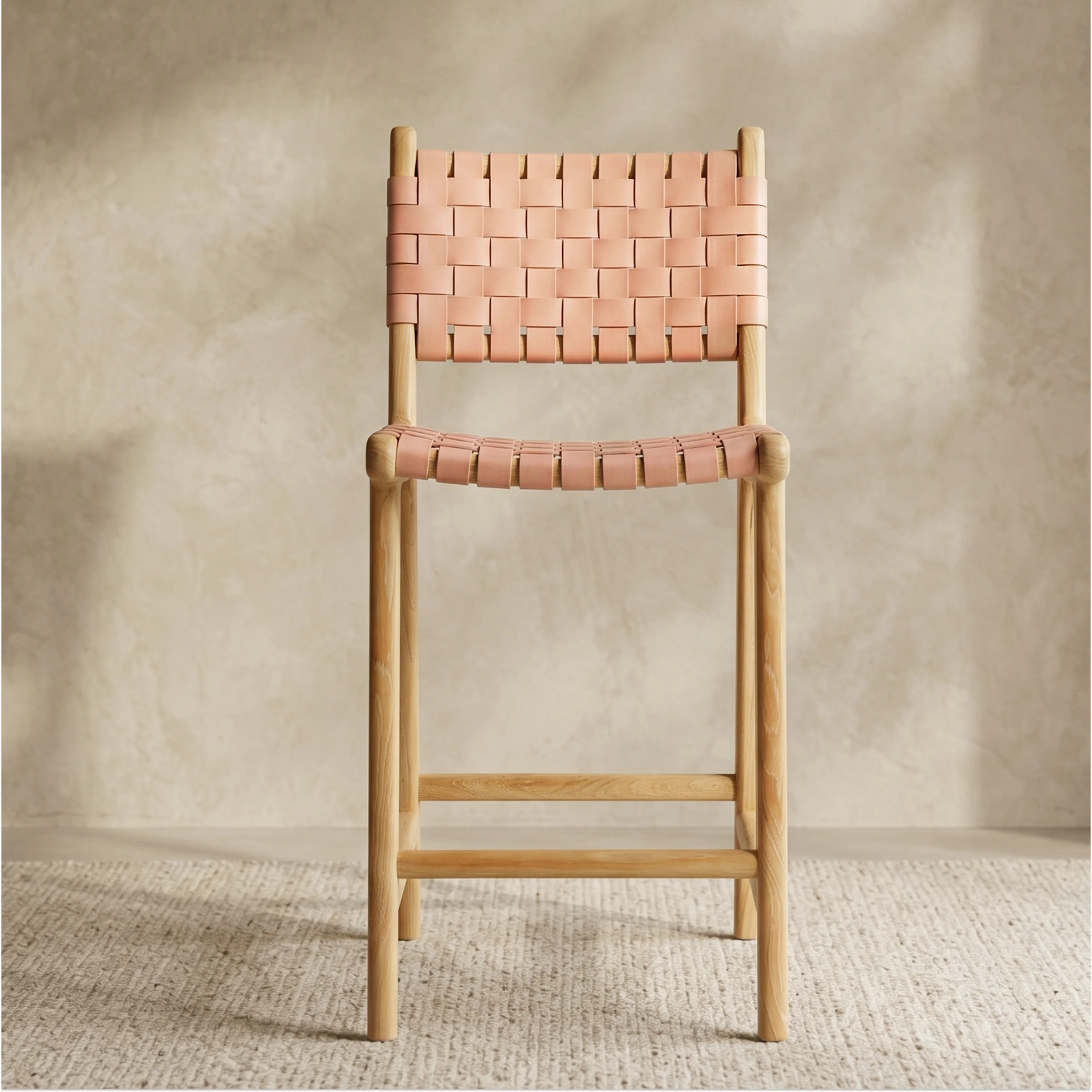 Banda Teak & Leather Counter Height Stool | Russet Natural - Image 2