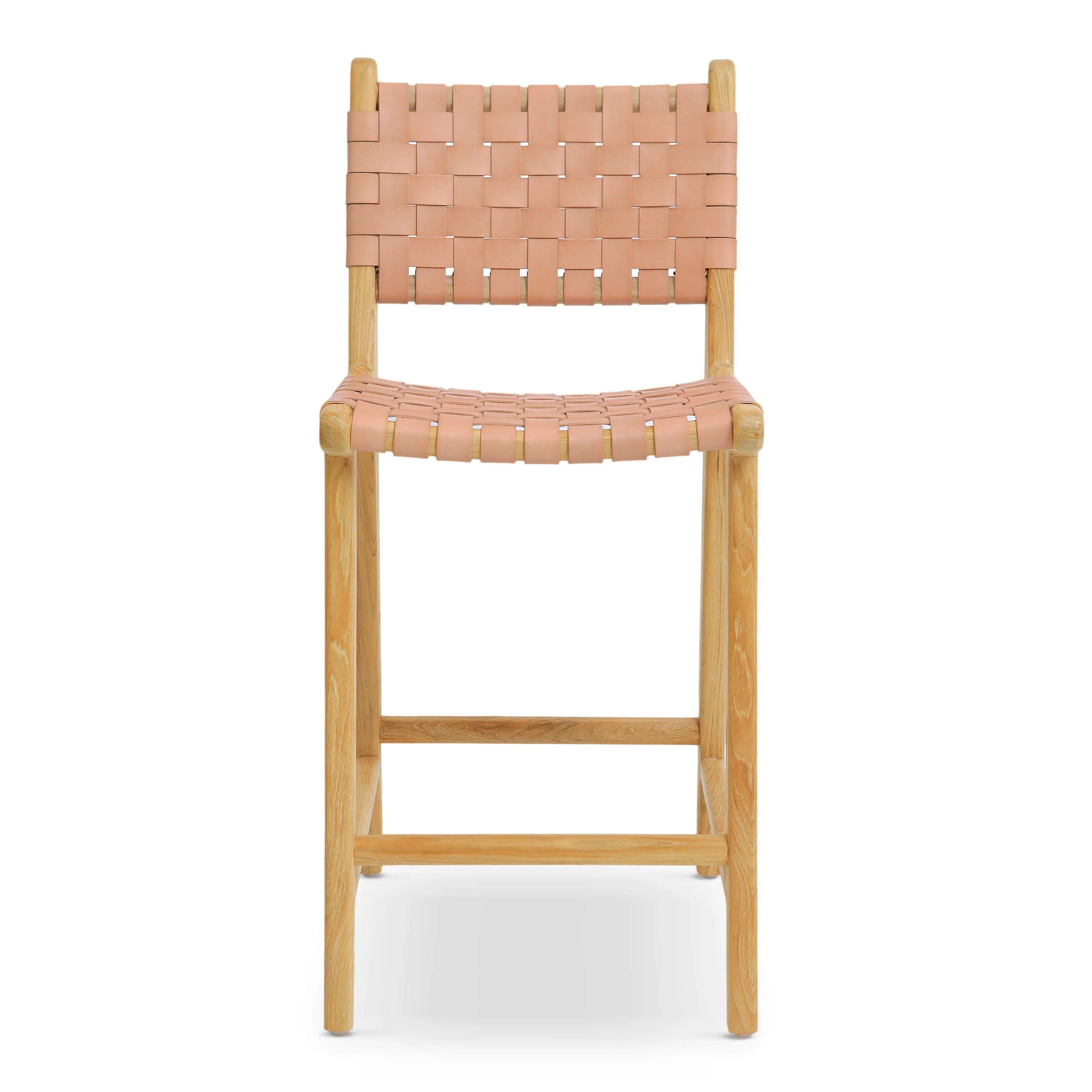 Banda Teak & Leather Counter Height Stool | Russet Natural - Image 3