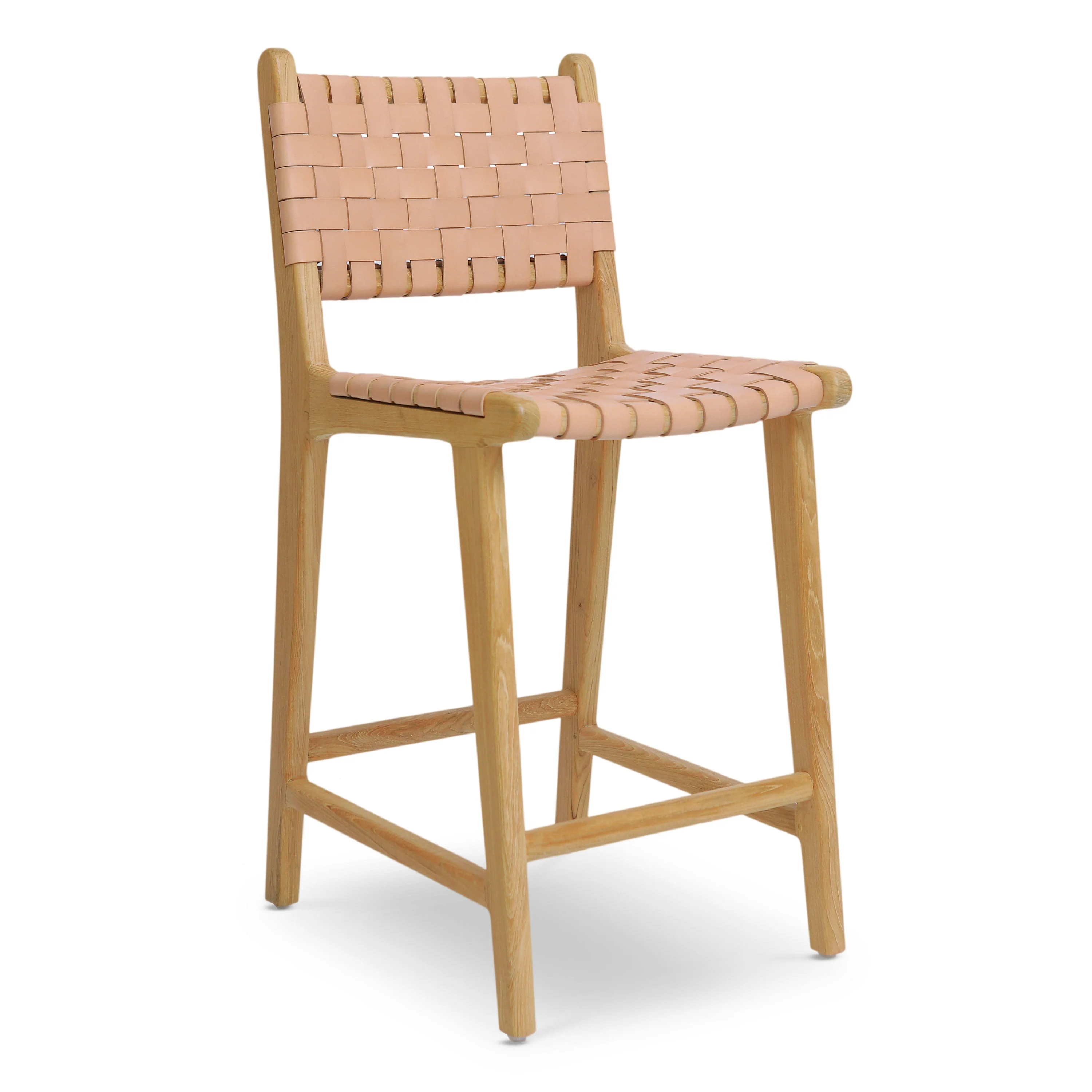 Banda Teak & Leather Counter Height Stool | Russet Natural - Image 4