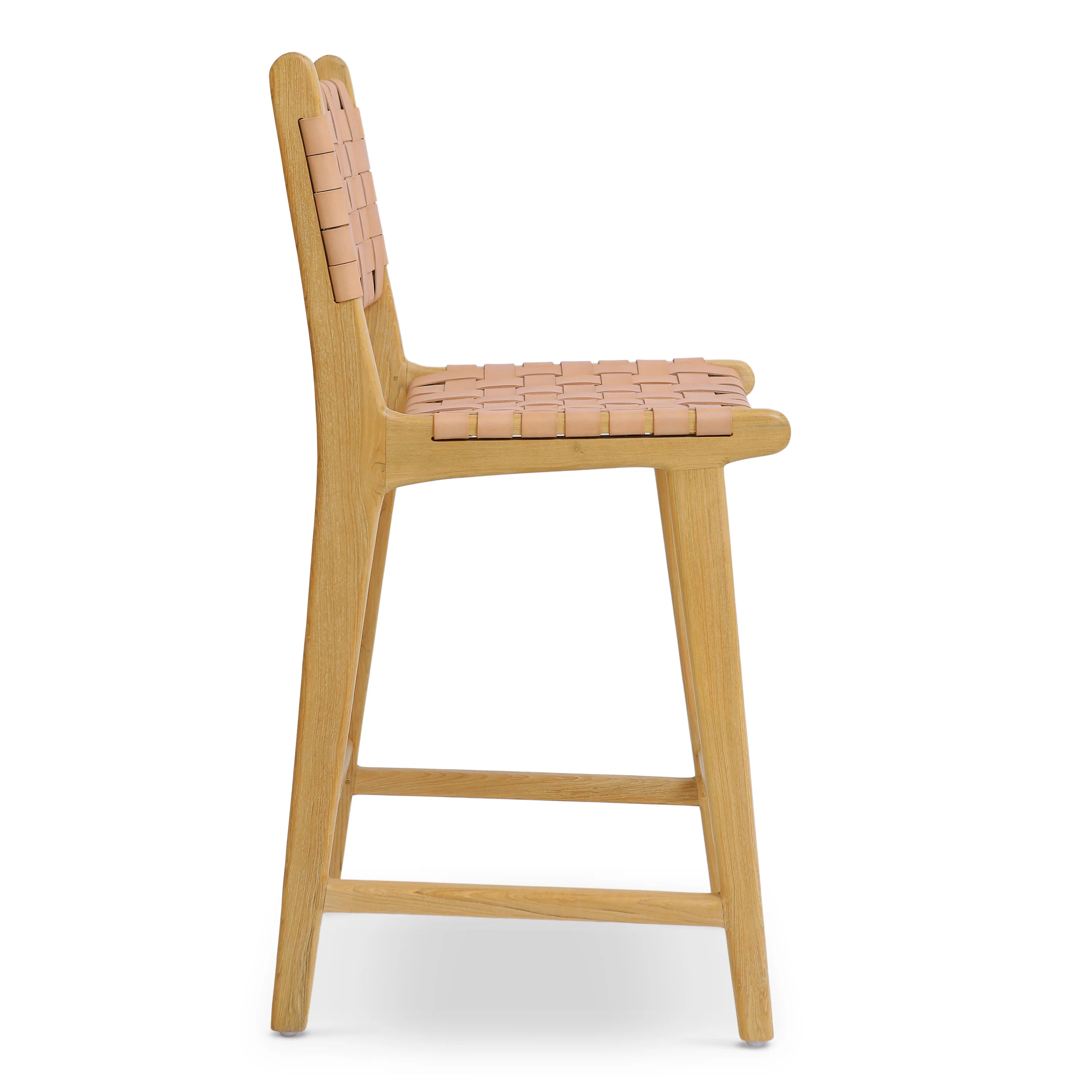 Banda Teak & Leather Counter Height Stool | Russet Natural - Image 5