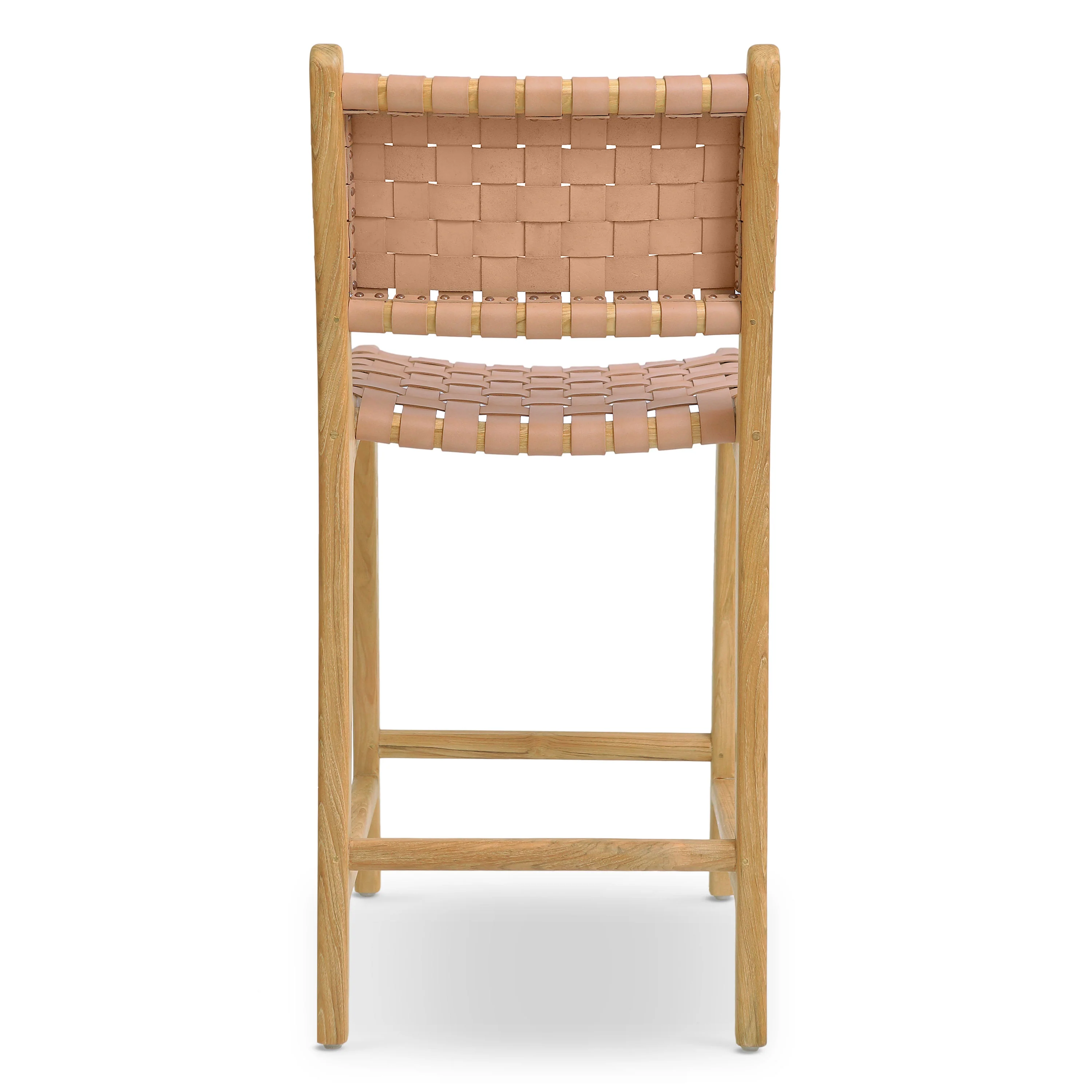 Banda Teak & Leather Counter Height Stool | Russet Natural - Image 7