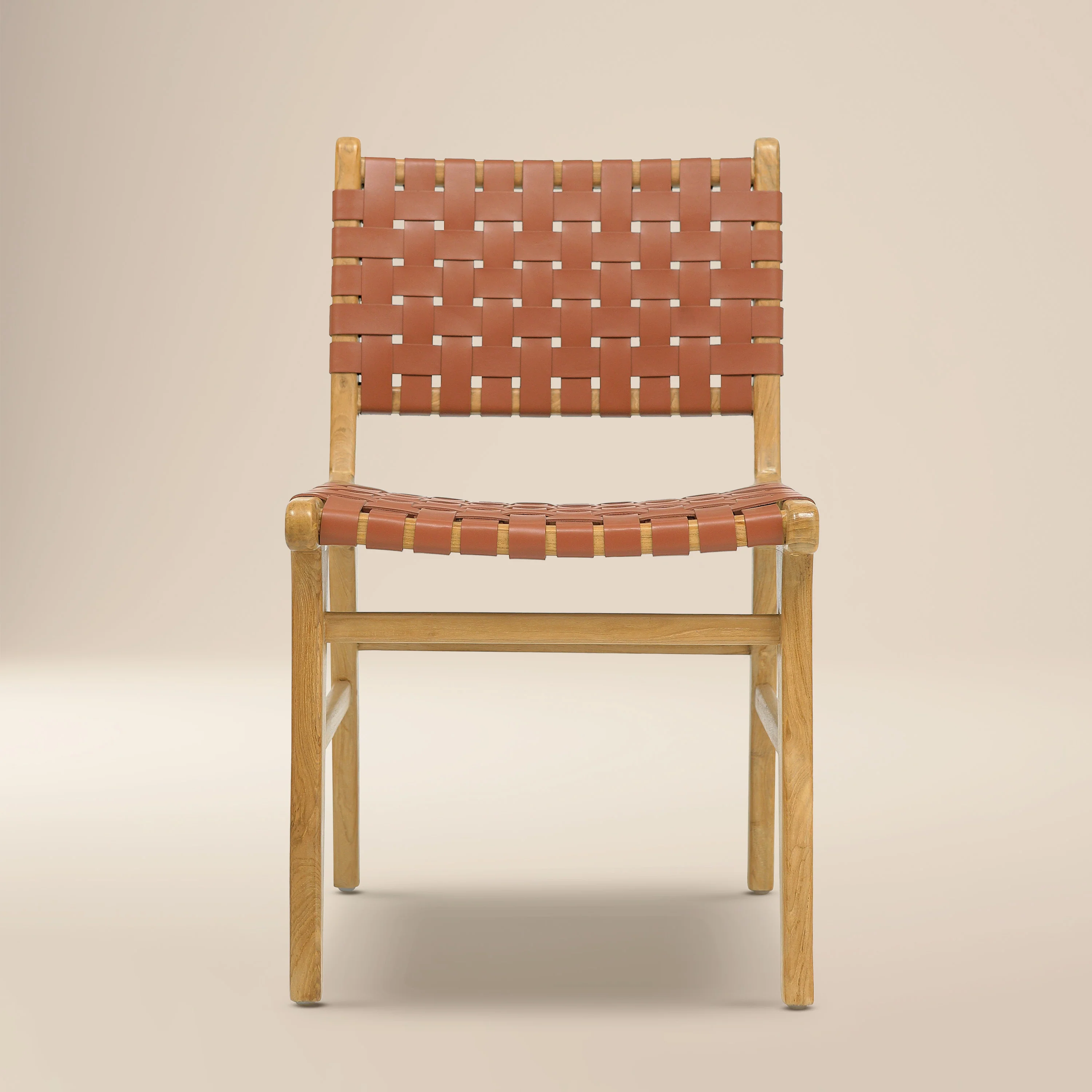 Banda Teak & Leather Dining Chair | Fauve Tan