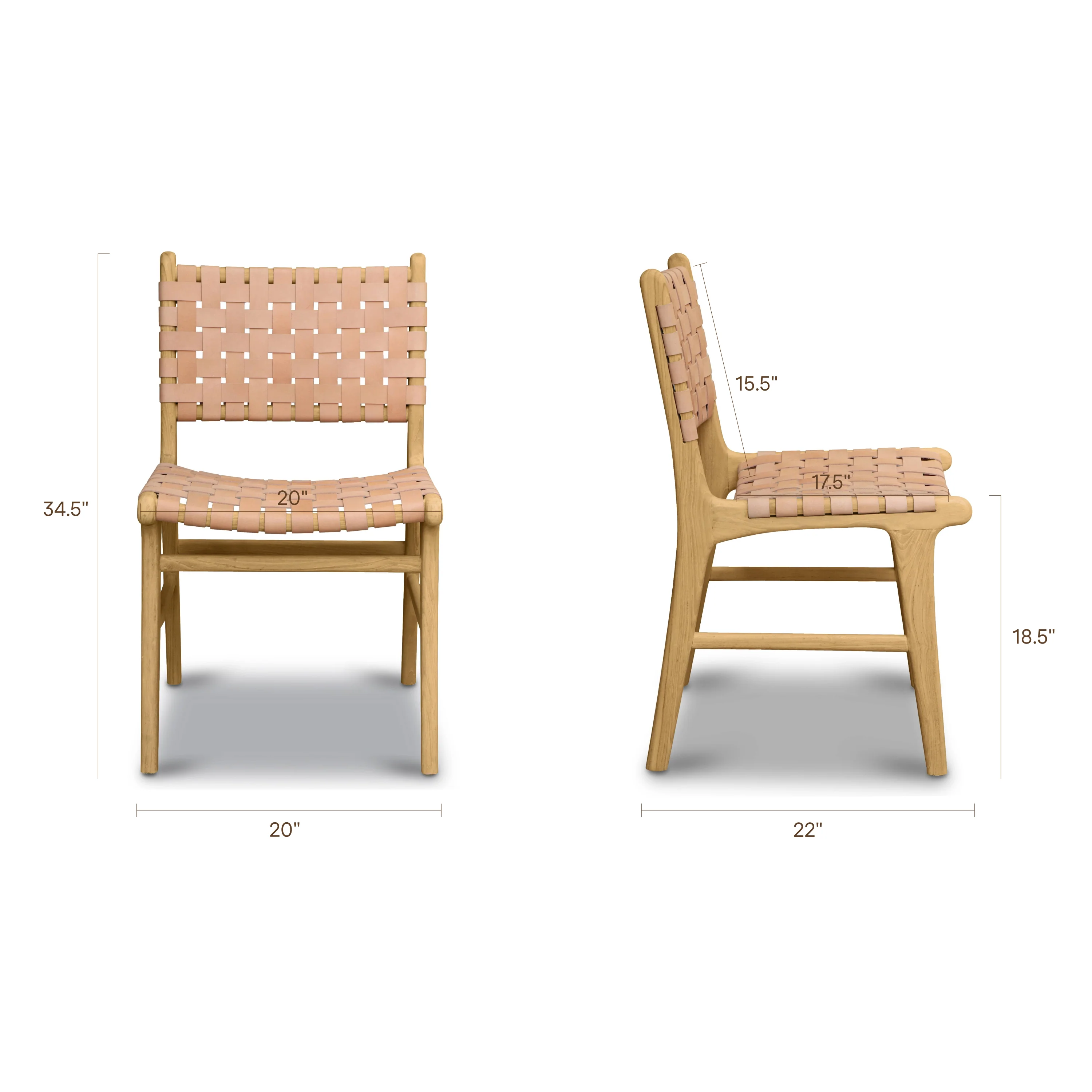Banda Teak & Leather Dining Chair | Russet Natural - Image 12
