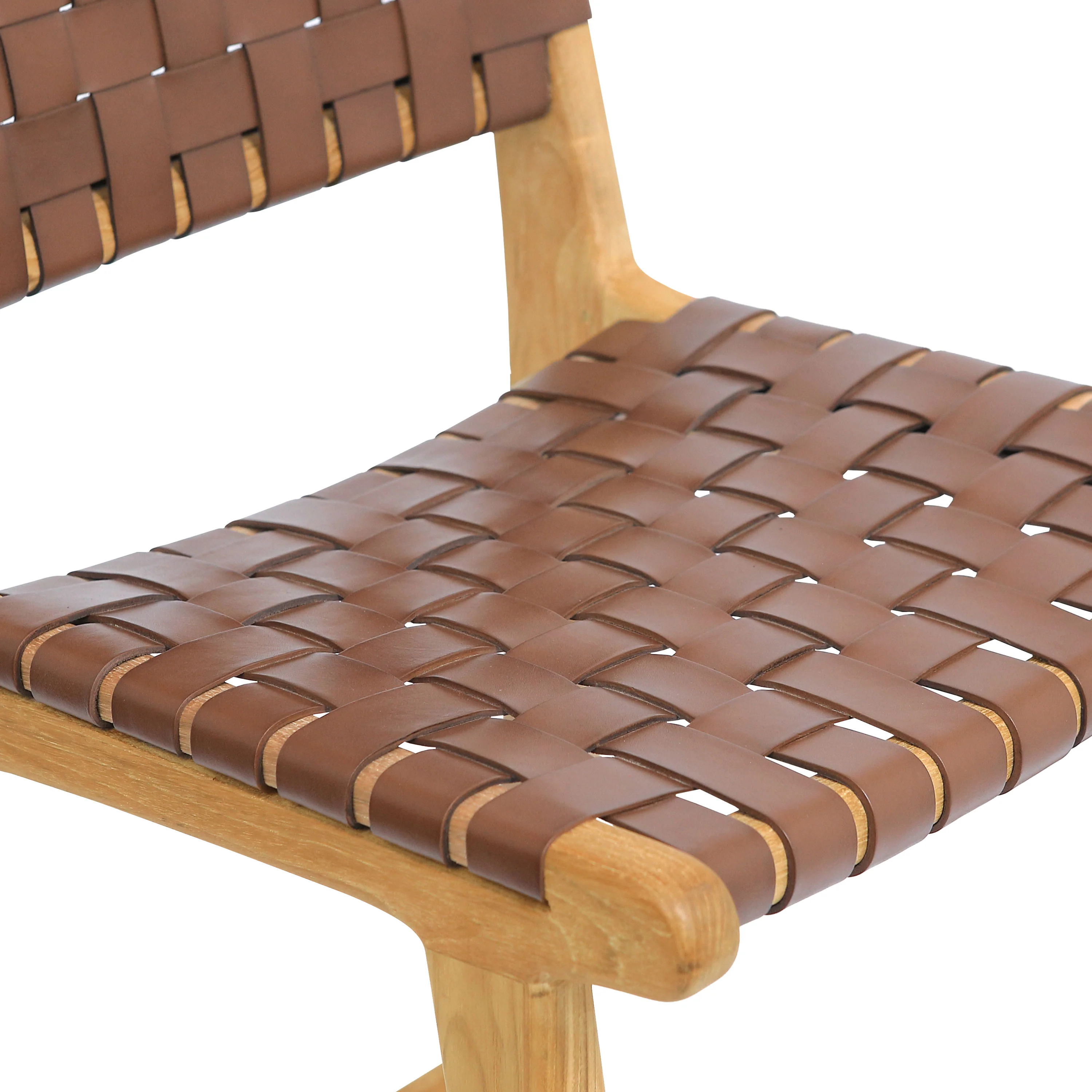 Banda Teak & Woven Leather Counter Height Stool | Molten Brown - Image 11