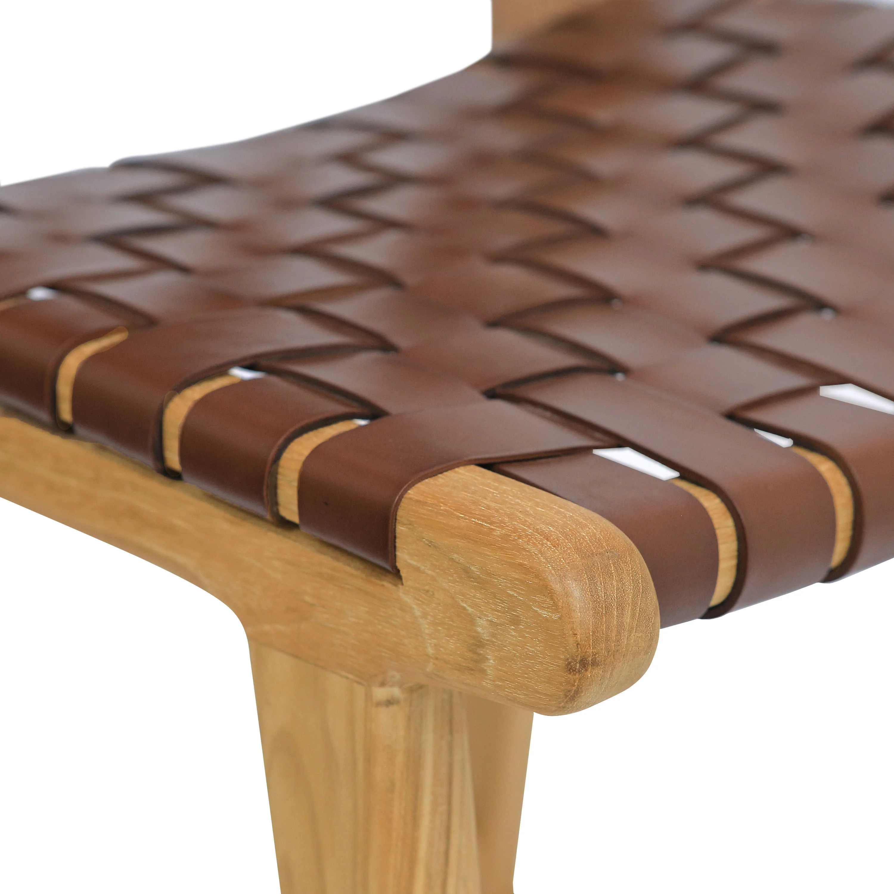 Banda Teak & Woven Leather Counter Height Stool | Molten Brown - Image 12