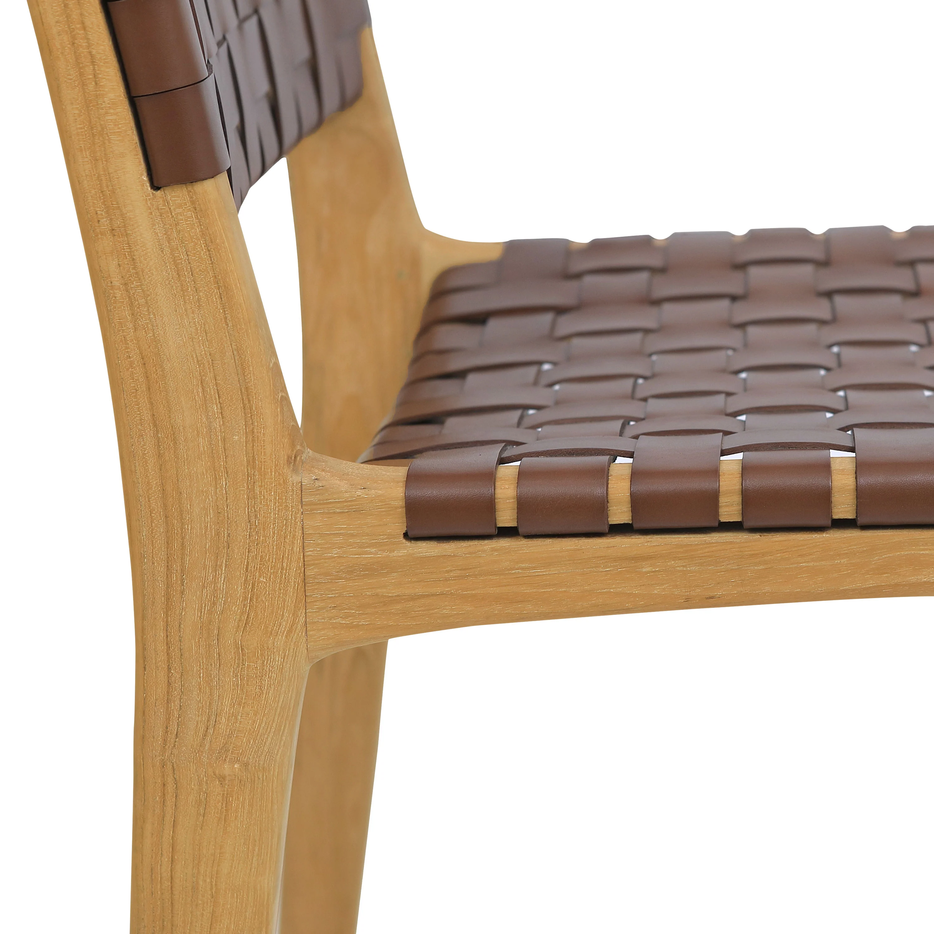Banda Teak & Woven Leather Counter Height Stool | Molten Brown - Image 13
