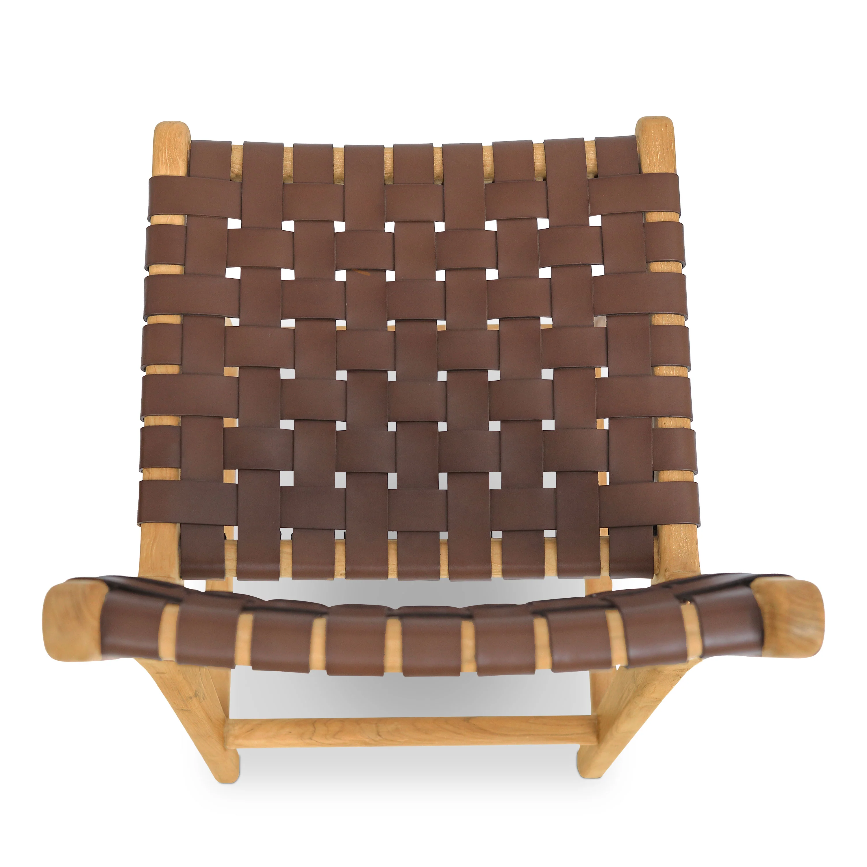 Banda Teak & Woven Leather Counter Height Stool | Molten Brown - Image 9