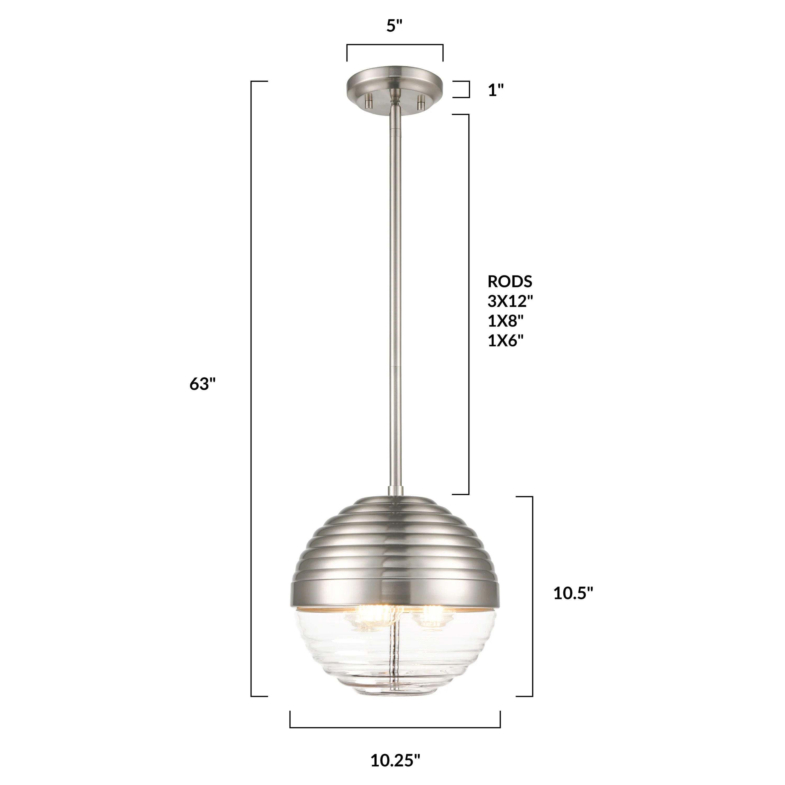 Bea Pendant Light | Satin Nickel/Clear - Image 17