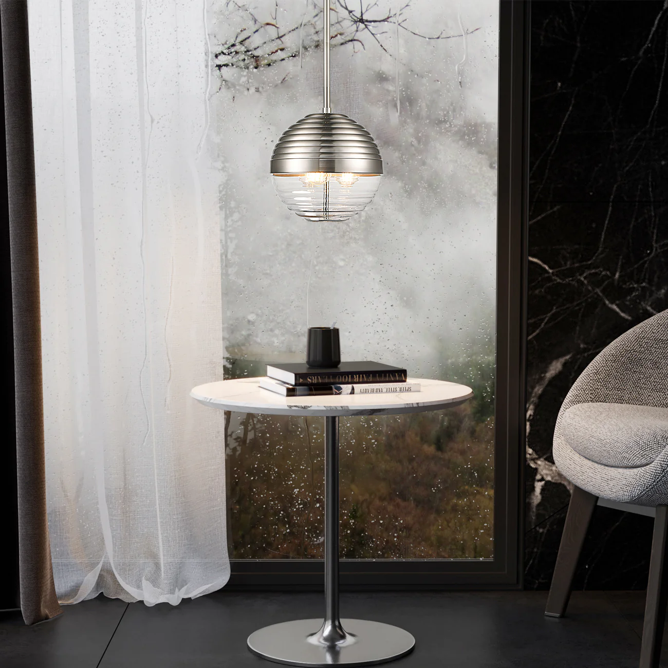 Bea Pendant Light | Satin Nickel/Clear - Image 3