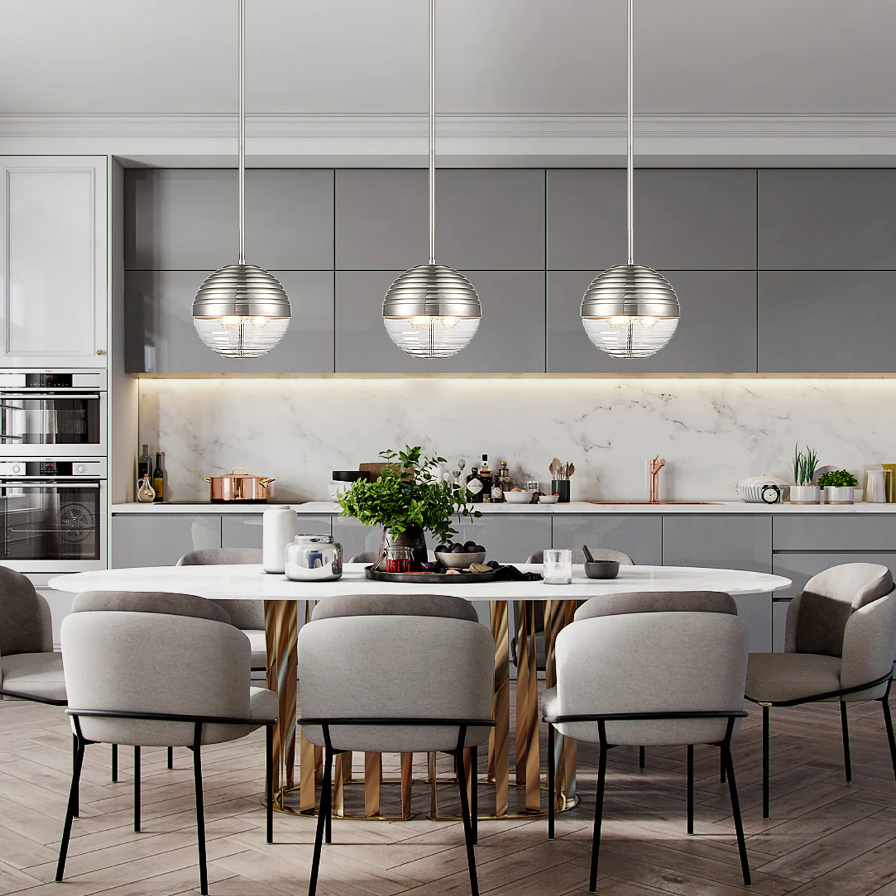Bea Pendant Light | Satin Nickel/Clear - Image 4