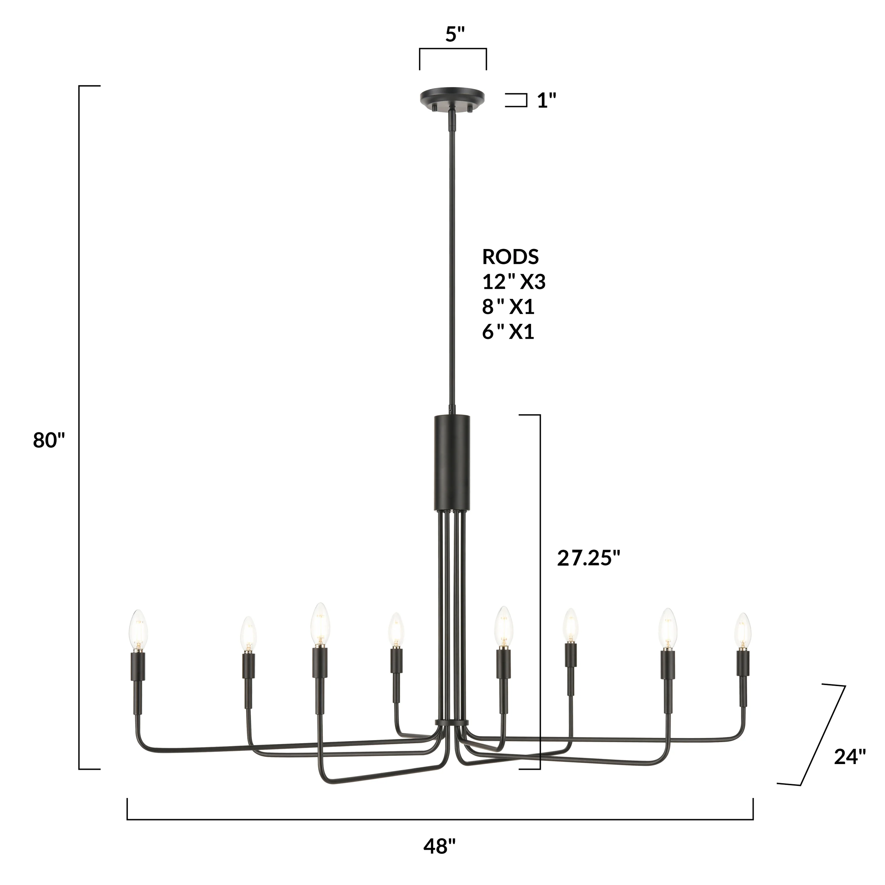 Bella 8-Light Chandelier | Black - Image 16