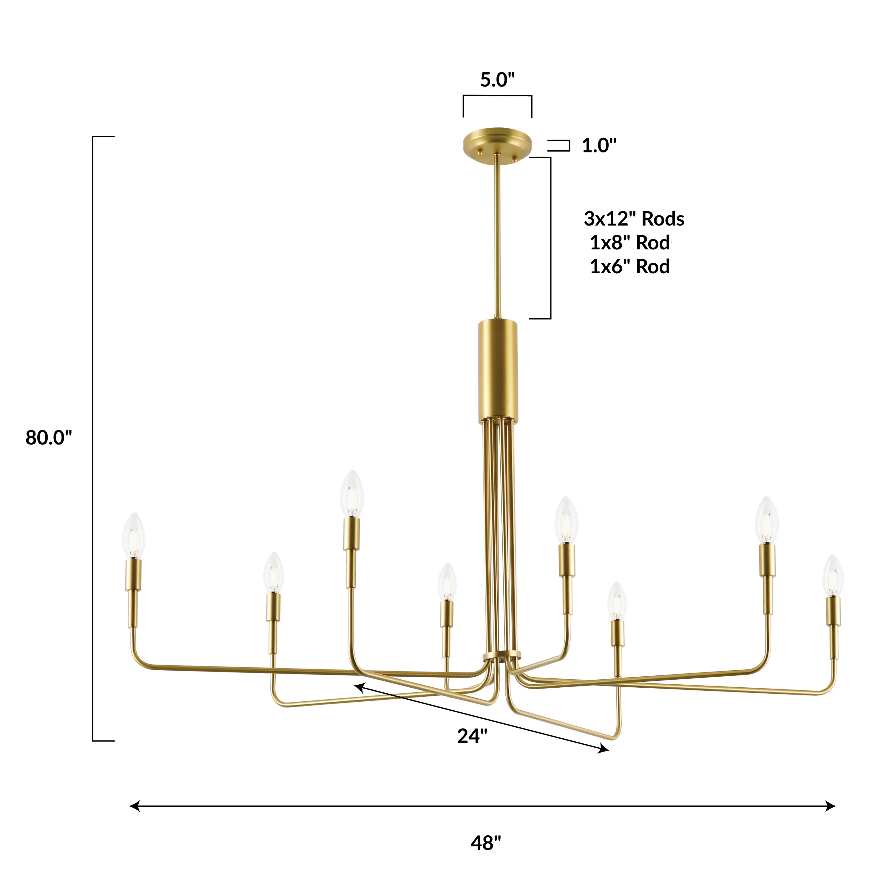 Bella 8-Light Chandelier | Brushed Brass - Image 12