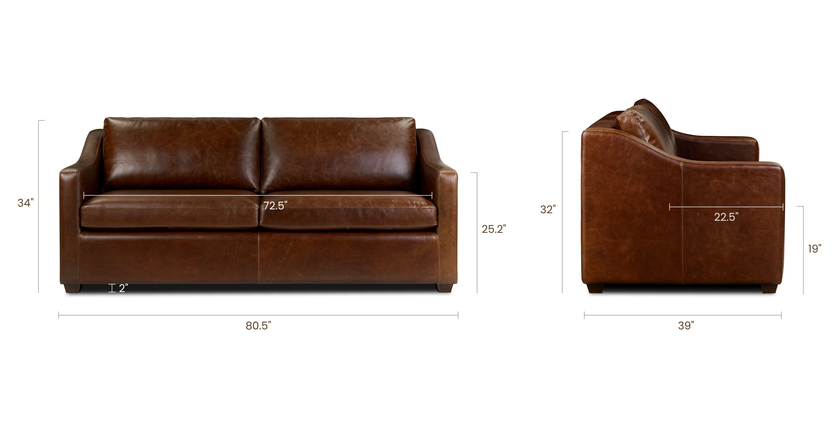 Biltmore 80.5" Leather Pull-Out Convertible Sleeper Sofa | Oscuro Brown - Image 25