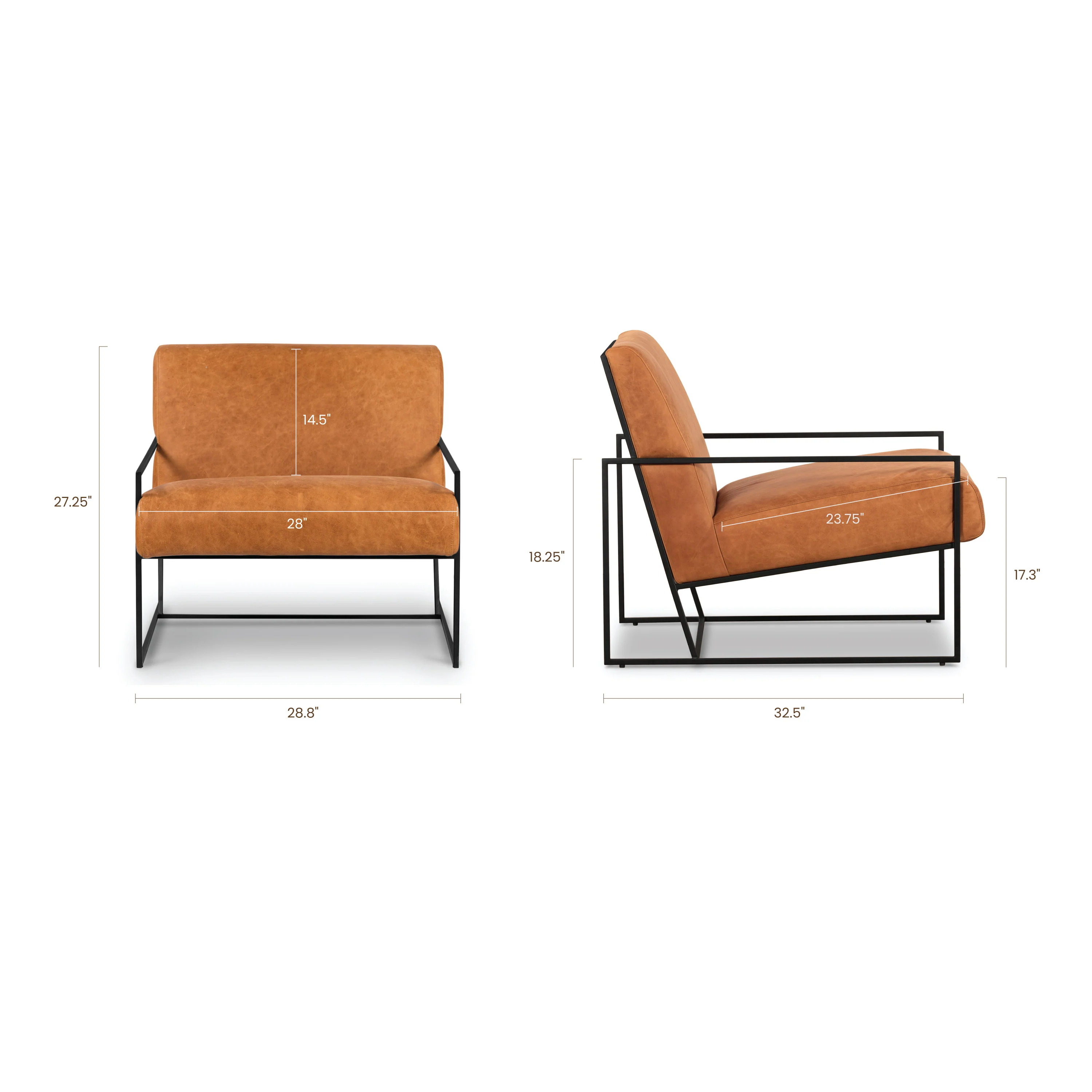 Bo Leather Lounge Chair | Cognac Tan - Image 17
