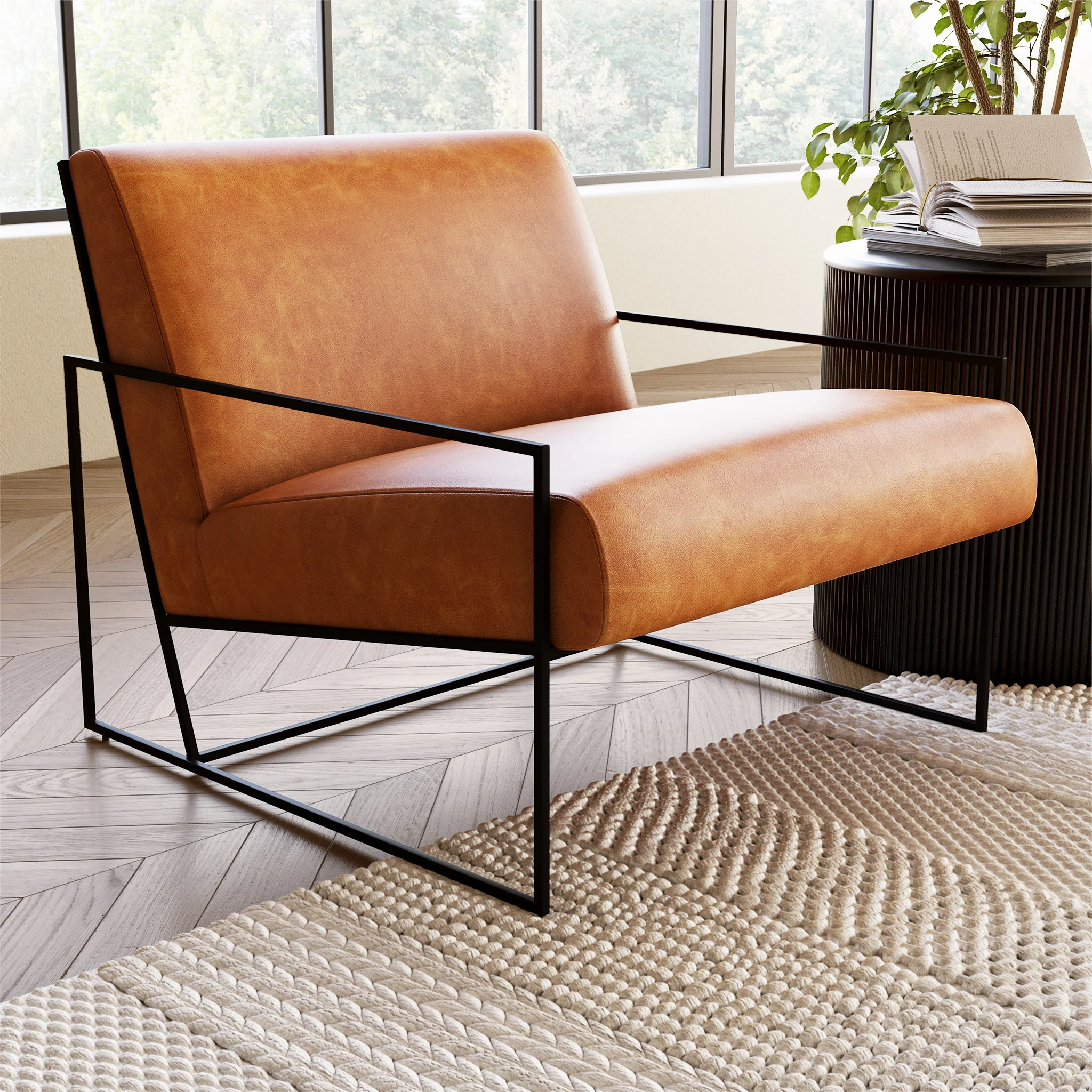 Bo Leather Lounge Chair | Cognac Tan - Image 2