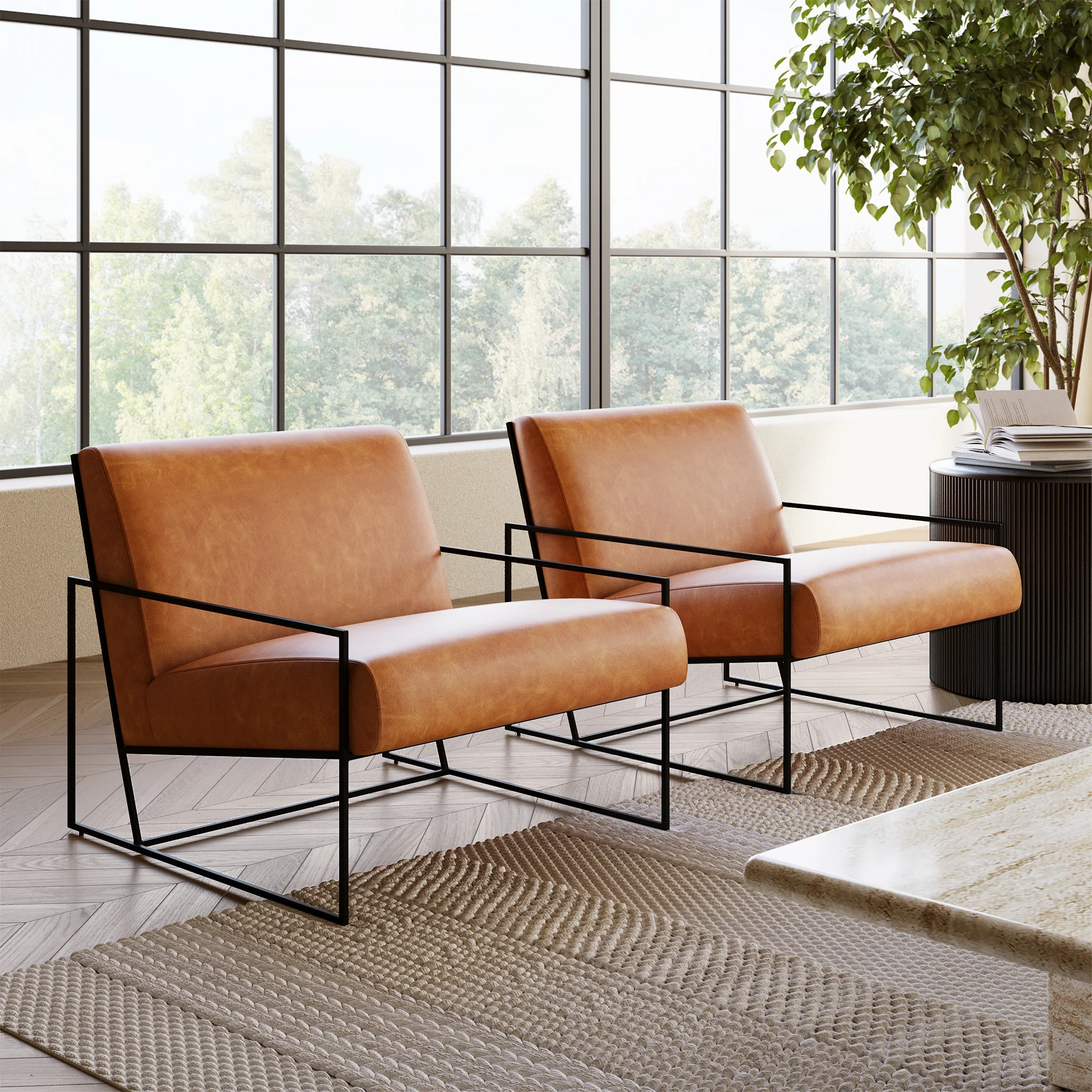 Bo Leather Lounge Chair | Cognac Tan - Image 3