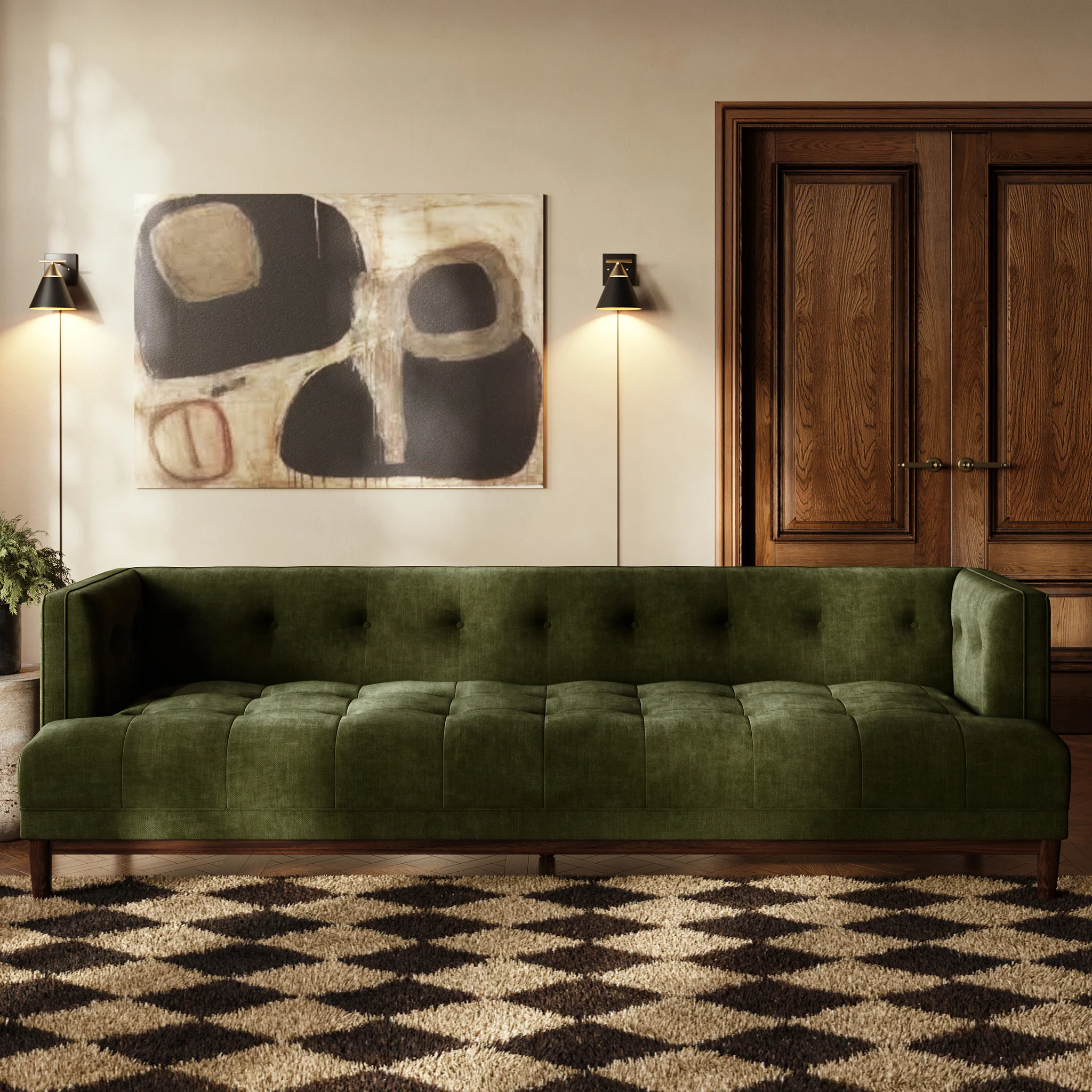 Bolton 100" Sofa | Distressed Green Velvet - Image 2